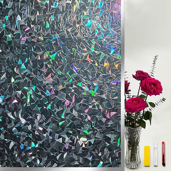 Blackout Window Film，Sun Blocking Window Privacy Cover for Glass Removable Darkening Dark Black Out Window Cover Tint Shades for Home Day Sleep Light Blocker（ Black Rainbow 35.4 * 157.4 in）