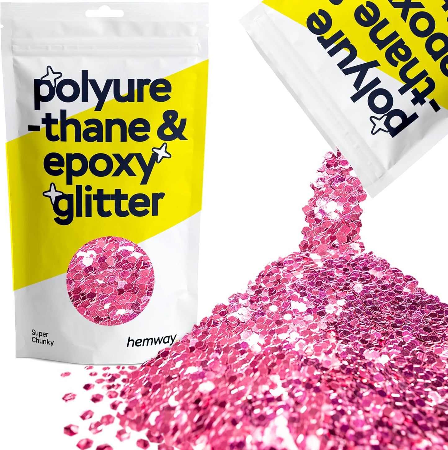 Hemway Glitter for Resin 100g Rose Pink Metallic Crystals for Epoxy Craft Super Chunky Flakes Tumblers Wax Melt