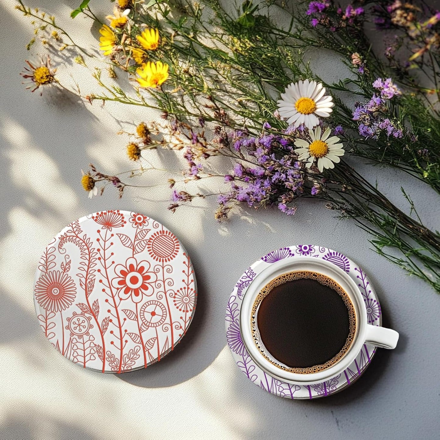 CHGCRAFT Abstract Wildflowers Polymer Clay Texture Sheets Geometric Flowers Silicone Stamp Clay Texture Mat Modeling Pattern Pad Texture Sheets for Jewelry and Clay Earrings Tools, 5.5x5.5 inch