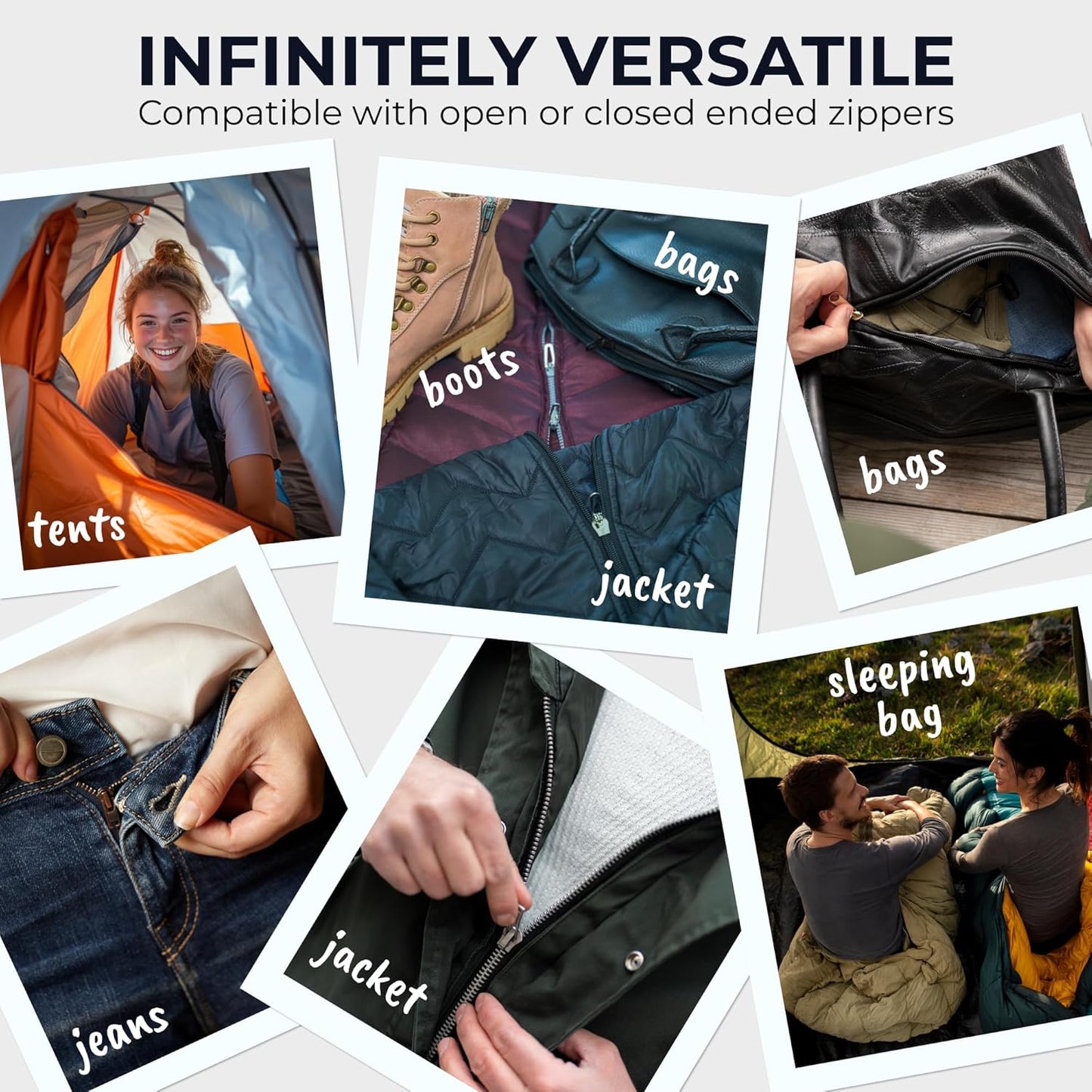 ZlideOn Zipper Pull Replacement - Silver, Normal (L) - Instant Zipper Replacement Slider for Plastic Zippers