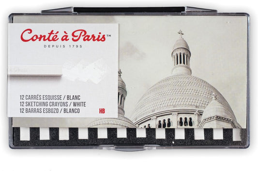 Conté à Paris 12 Count Sketching Carrés Crayons Set, White HB