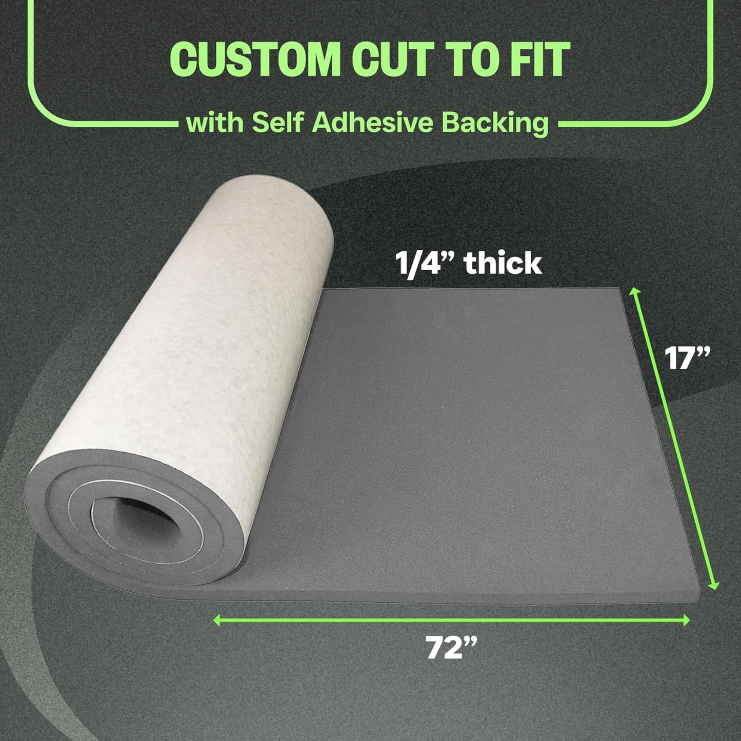 XCEL Foam Roll with Self Adhesive – Gray, 72" x 17" x 1/4" Closed Cell Foam Rubber Water Resistant Padding Sheet – Home, Marine, Garage, Auto Insulation & Cosplay (Gray, 72" x 17" x 1/4")