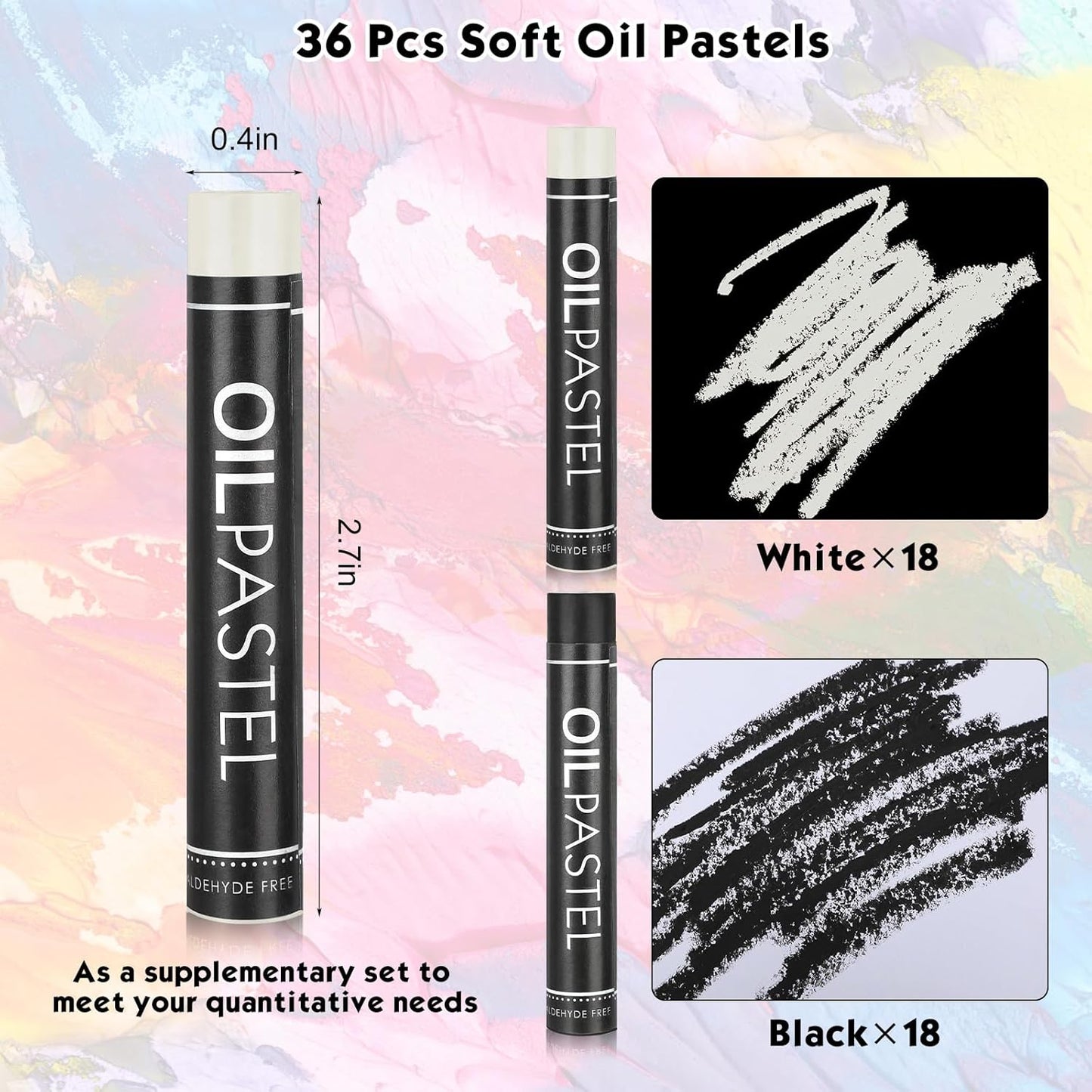 Geyoga 36 Pcs Soft Oil Pastels Bulk Artists Oil Crayons Single Color Creamy Pastels for Art Painting Drawing Blending for Back to School First Day of School Kids Students Artists(Black, White)
