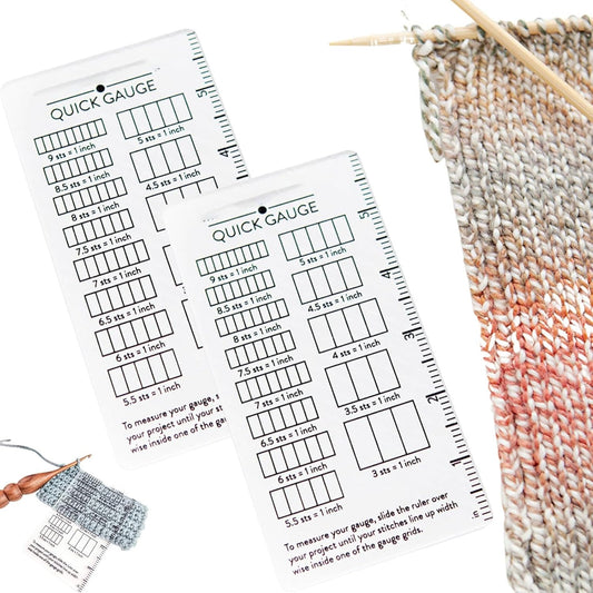 Quick Gauge Ruler, Gauge Ruler for Knitting and Crochet, Scarf Keychain Knitting No Counting Needed, Slide Sewing Rulers and Guides for Fabric Stitch Measuring Crochet Tool(2pcs)