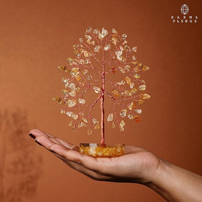 Crystal Tree for Home and Office Decor, Citrine Chakra Healing Stones Handmade Feng Shui Bonsai Tree of Life for Positive Energy, Money, Good Luck, Christmas Decor, Birthday Gifts for Women, Mom