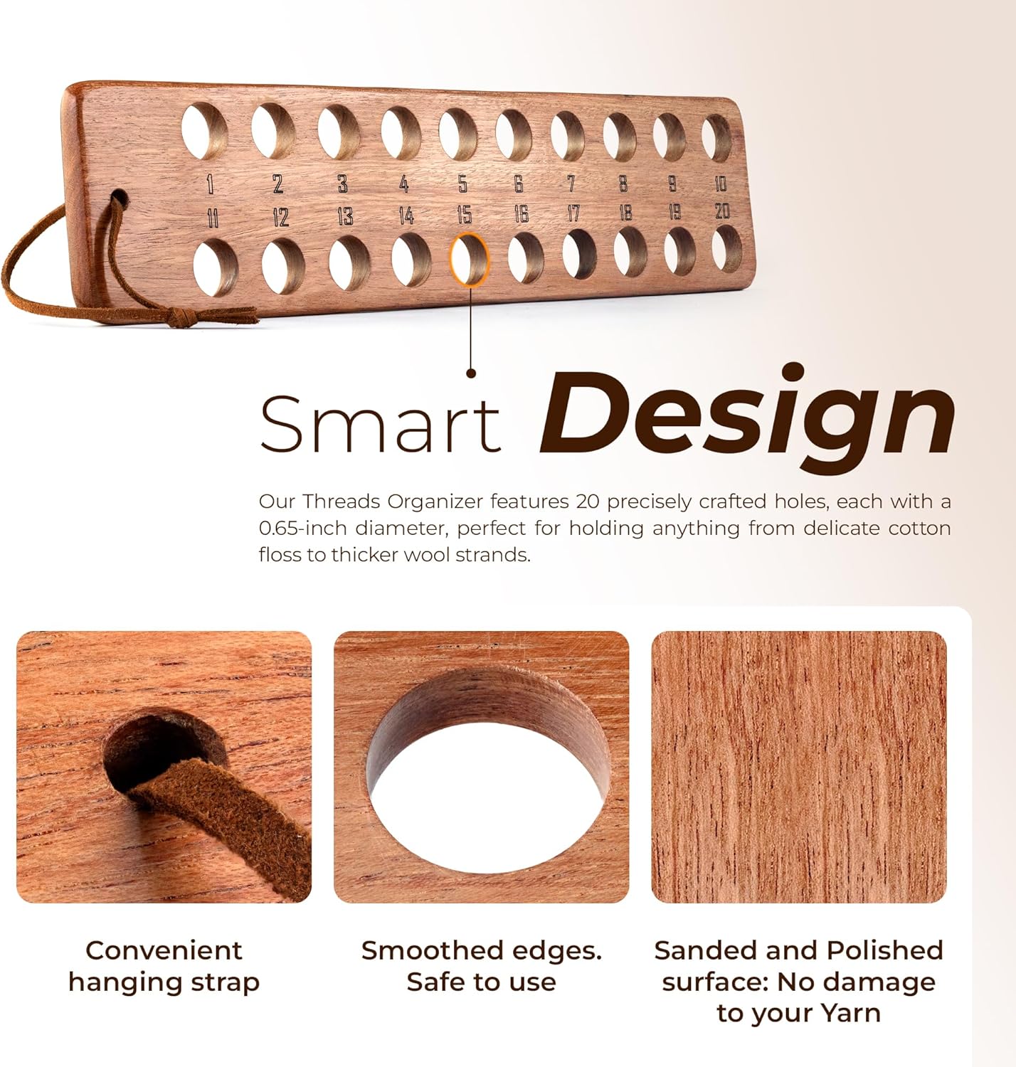 Savina Embroidery Floss Organizer, 20-Hole Cross Stitch Thread Holder Storage Tool, Accessory for Cotton Thread Craft DIY Sewing Storage.