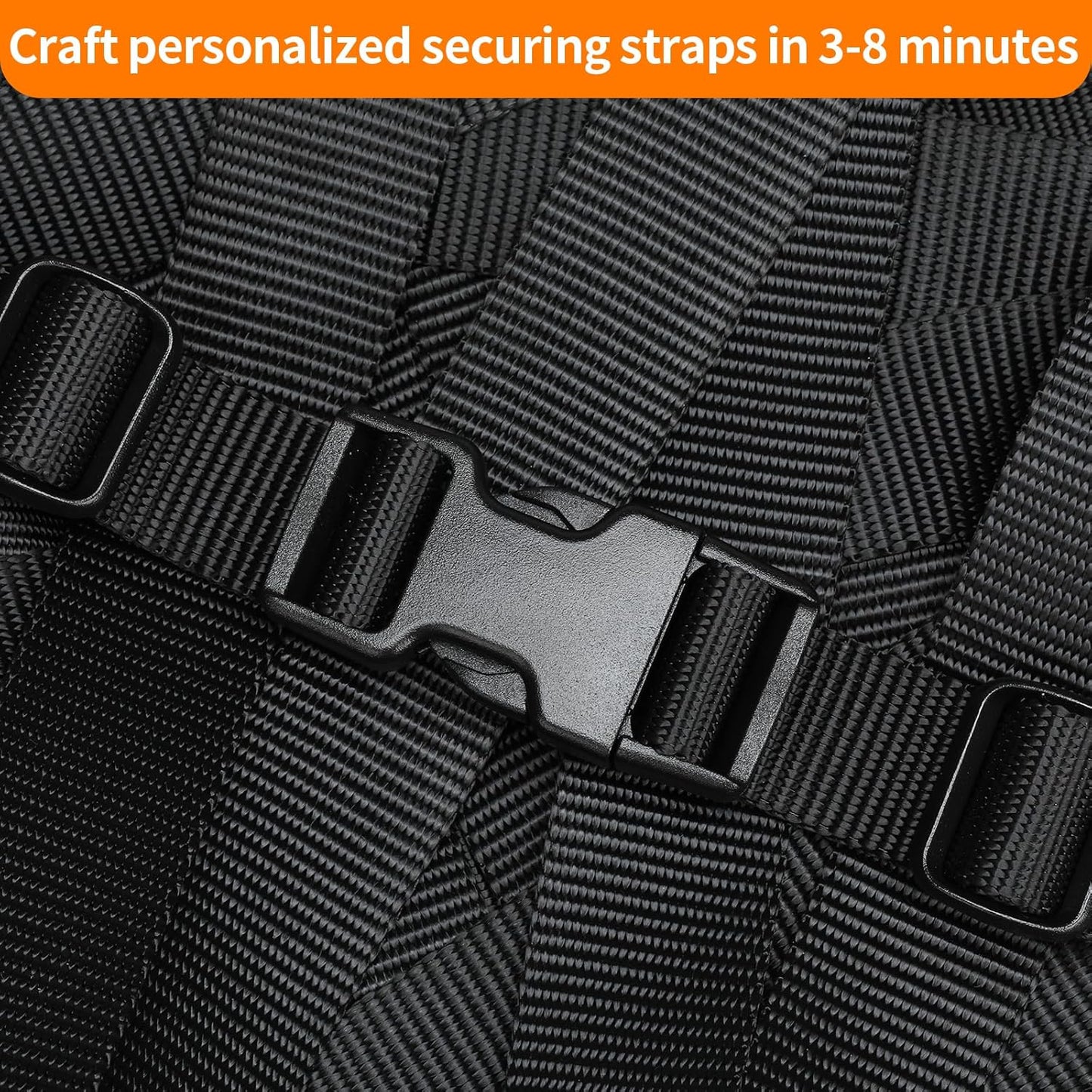 Buckles and Straps Set 1": 6 Yards of Thick Nylon Webbing, 6-Pack Heavy Duty Adjustable Quick Side Release Plastic Buckles, 12 Tri-Glide Slide Clips, Black (1-Inch Combo Set)
