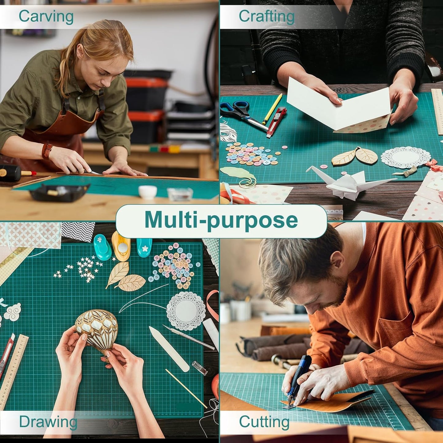 Prime Vinyl Cutting Mat, 23" x 35" Large Self Healing Sewing Mat, 5-Ply Heavy Cut Board, Rotary Cutting Mat for Crafts, Sewing Supplies and Quilting Tools