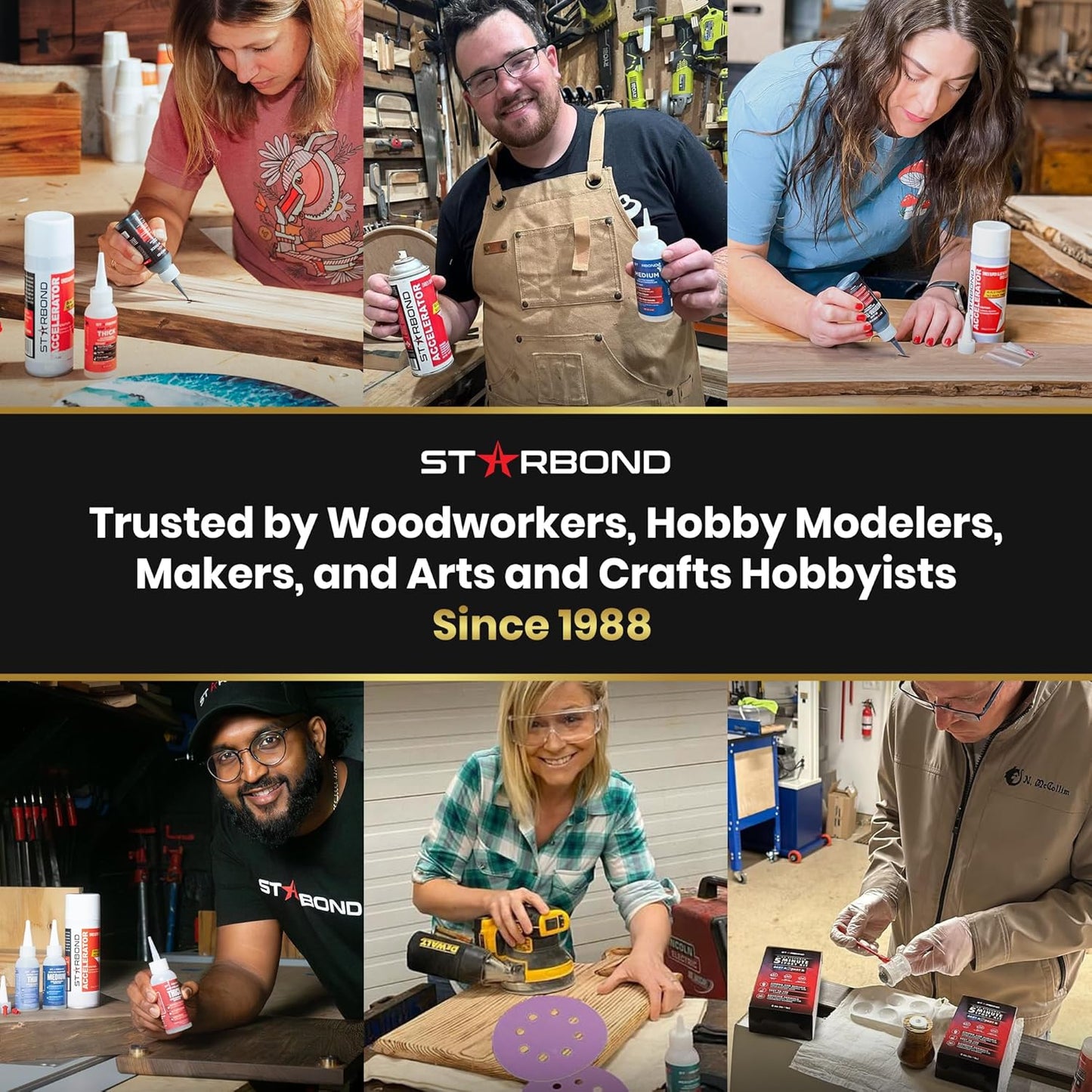 STARBOND Black Medium-Thick CA Glue, Premium Cyanoacrylate Super Glue, Knot Filler 500 CPS Viscosity, for Woodworking, Woodturning, Carpentry, Guitar, RC, Hobby, 2oz