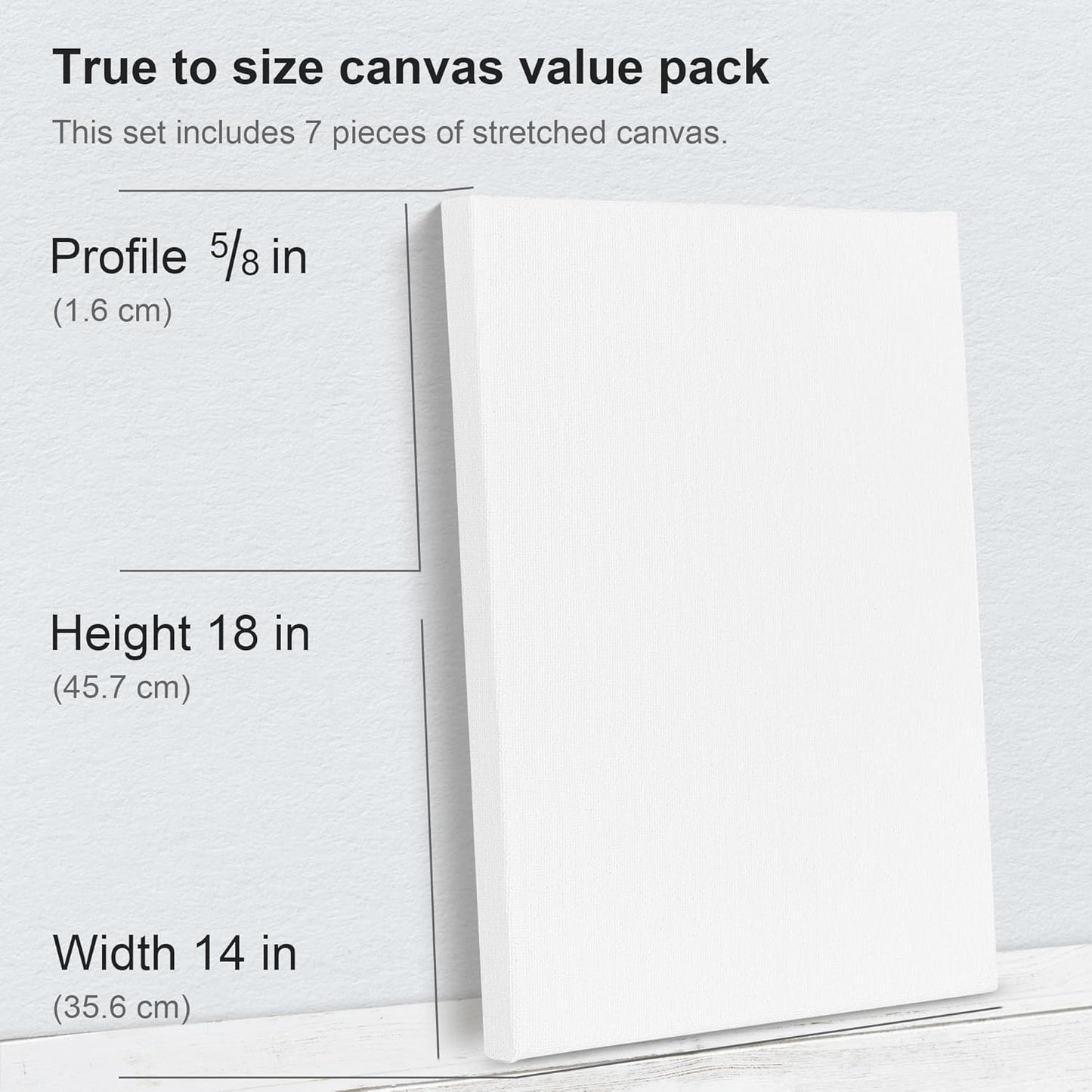 PHOENIX Large Stretched Canvas for Painting 14x18 Inch/7 Value Pack, 8 Oz Triple Primed 5/8 Inch Profile 100% Cotton White Blank Canvas, Large Framed Canvas for Oil Acrylic & Pouring Art