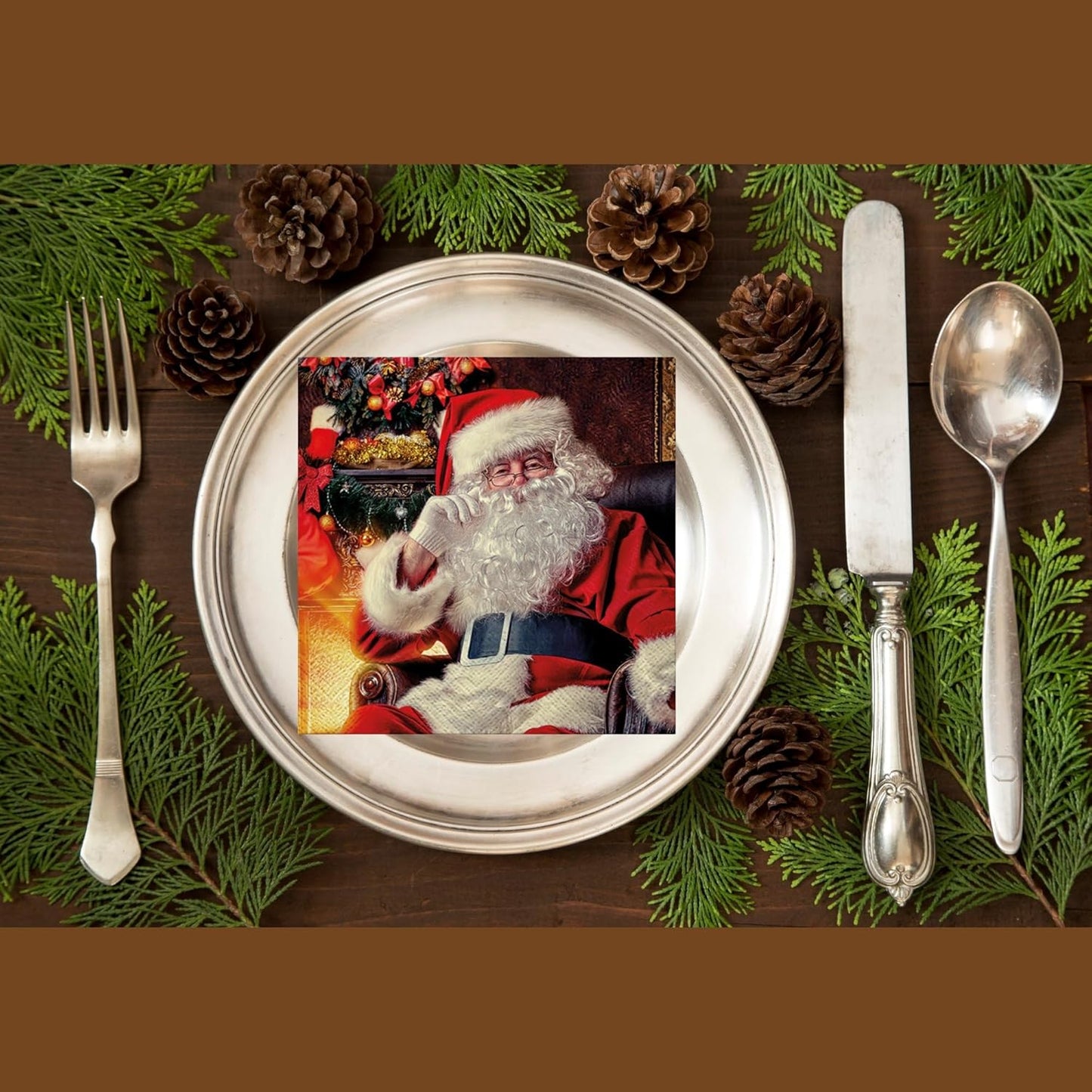 20-ct 13x13 Christmas Paper Decoupage Napkins, 3-Ply Servilletas Tissue Napkin for Dinner and Parties, Disposable Napkins (Santa Chair)