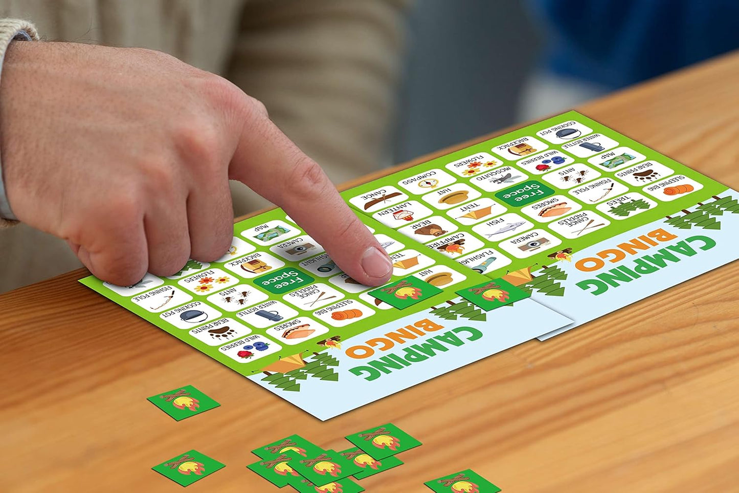 Camping Bingo Game - 24 Player Outdoor Activity for School Parties, Birthdays and Nature Parties