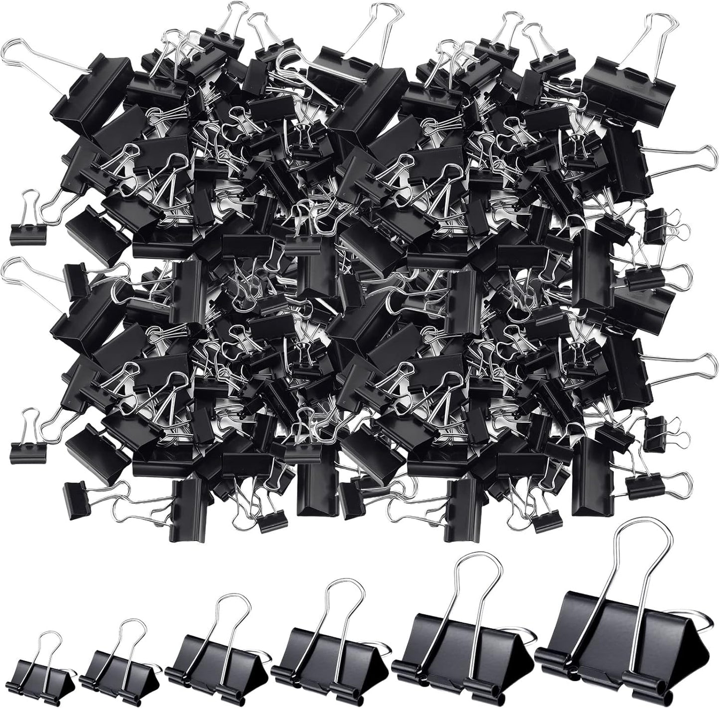 Yexiya 1000 Pcs Binder Clips Bulk Assorted Sizes Black Paper Clips Small Binder Clips Office Clips Bulk Mini Paper Clamps Multi Sizes for School Teachers Office Supplies (Multi Sizes)