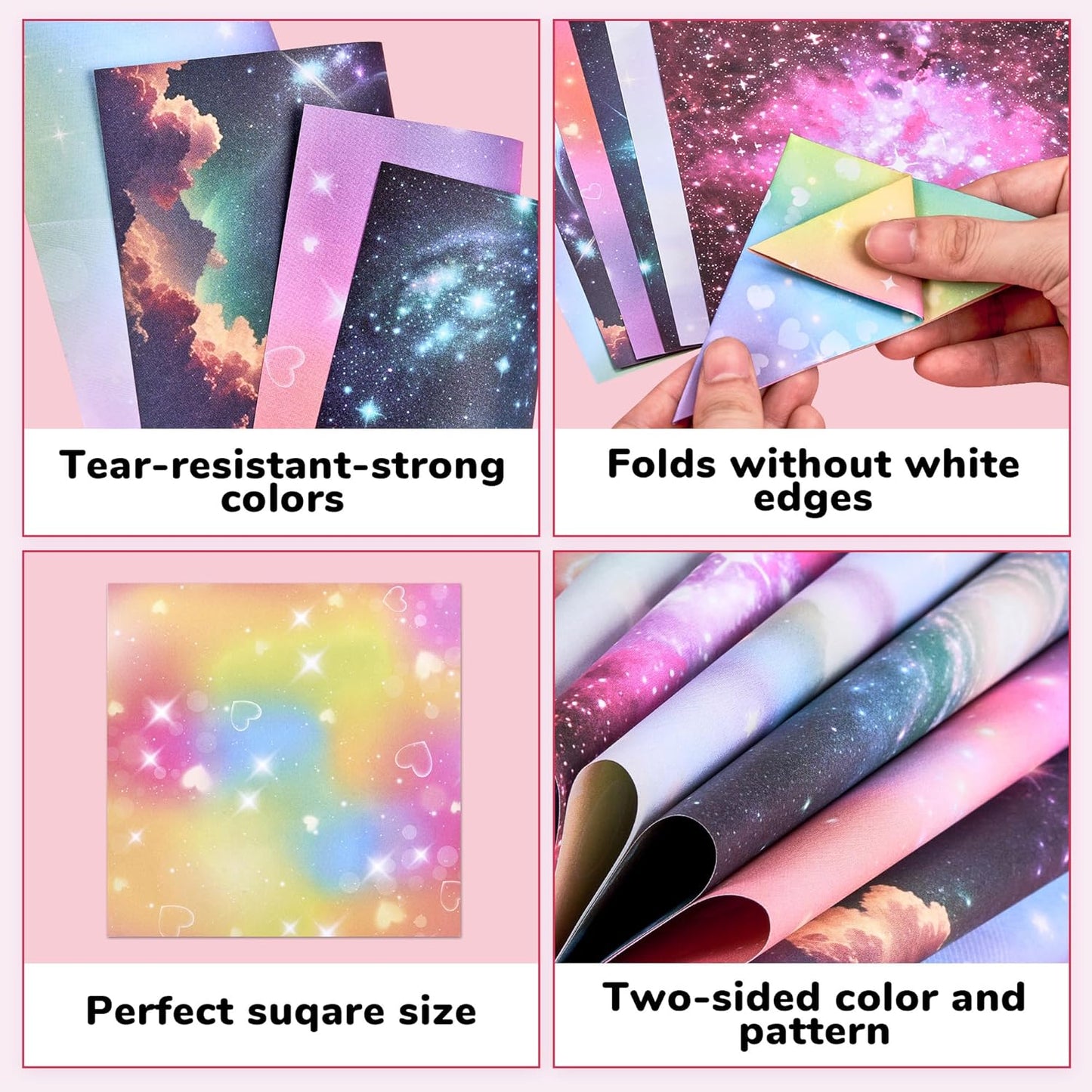 Dreamy Fantasy Origami Paper - 50 Sheets 6x6 Inches - Double-Sided Ethereal Patterns for Magic, Mythical & Celestial Crafts - for Adults, Kids & Artists, Ideal for Scrapbooking.