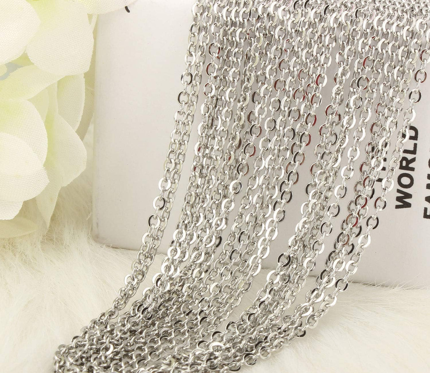 Wholesale 12 PCS Genuine Stainless Steel Cable Chain Necklace Chains Bulk for Jewelry Making (18 Inch(2MM))