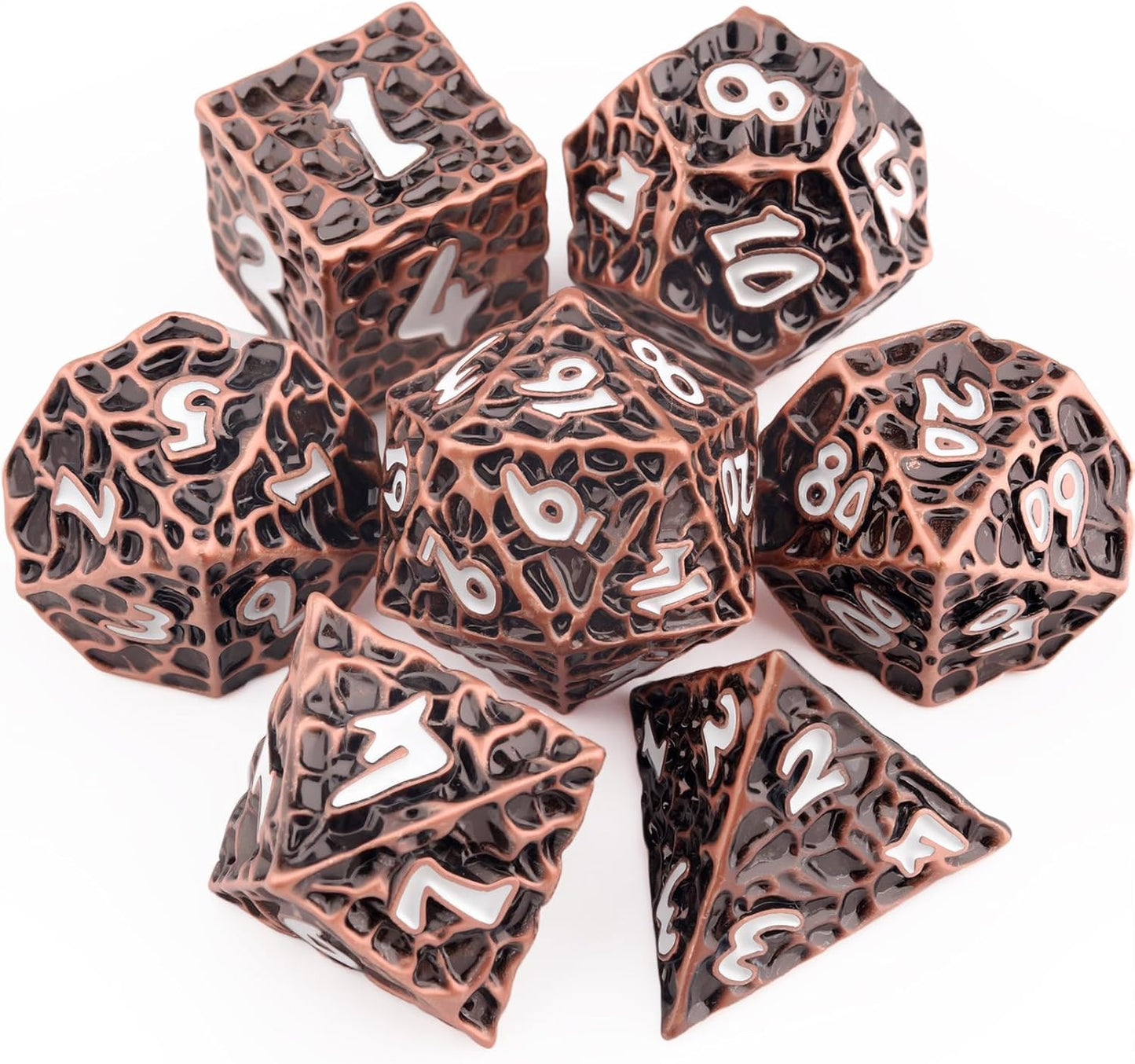 Haxtec Metal DND Dice Set Polyhedral D&D Dice Compatible with Dungeons and Dragons Gift TTRPG Antique Copper Metal Dice