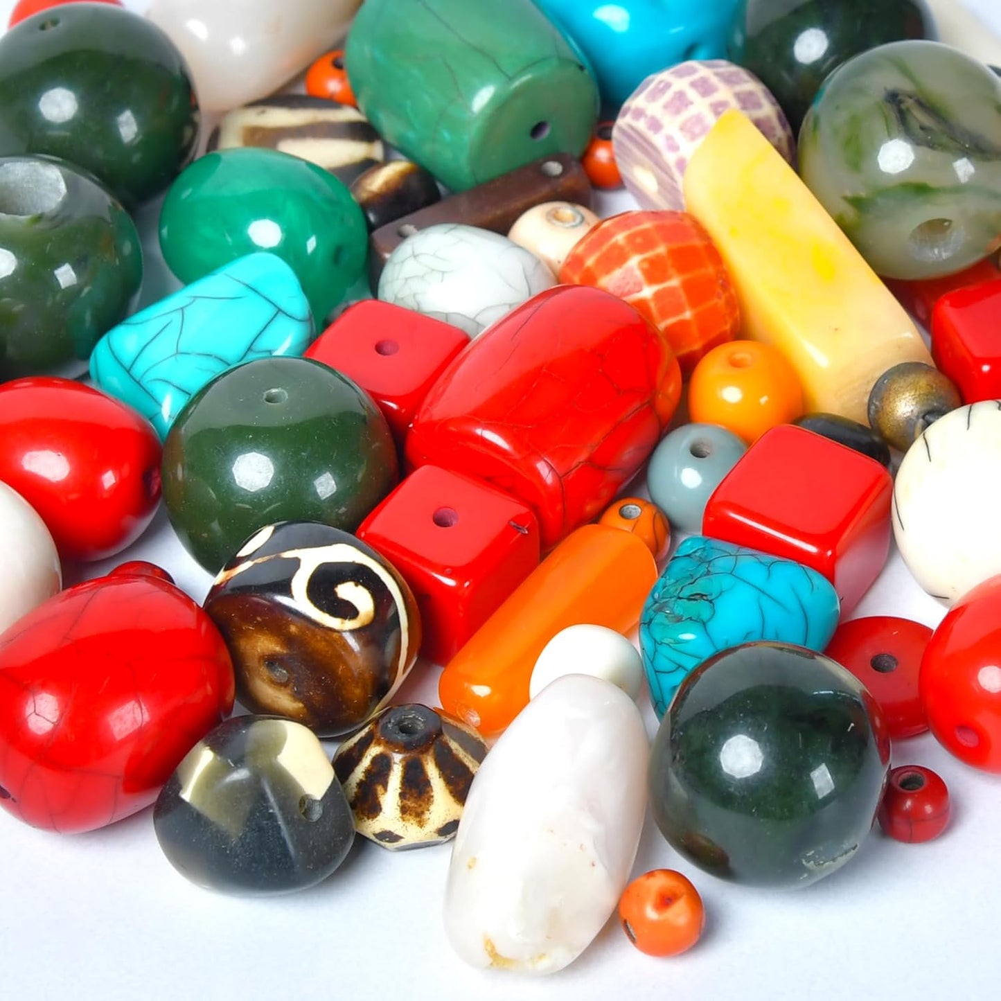 1/2 LB Bag of Assorted Resin Beads for Jewelry Making, Bracelets and Necklaces, Crafting Beads Supplies Kit, Large & Small Beads