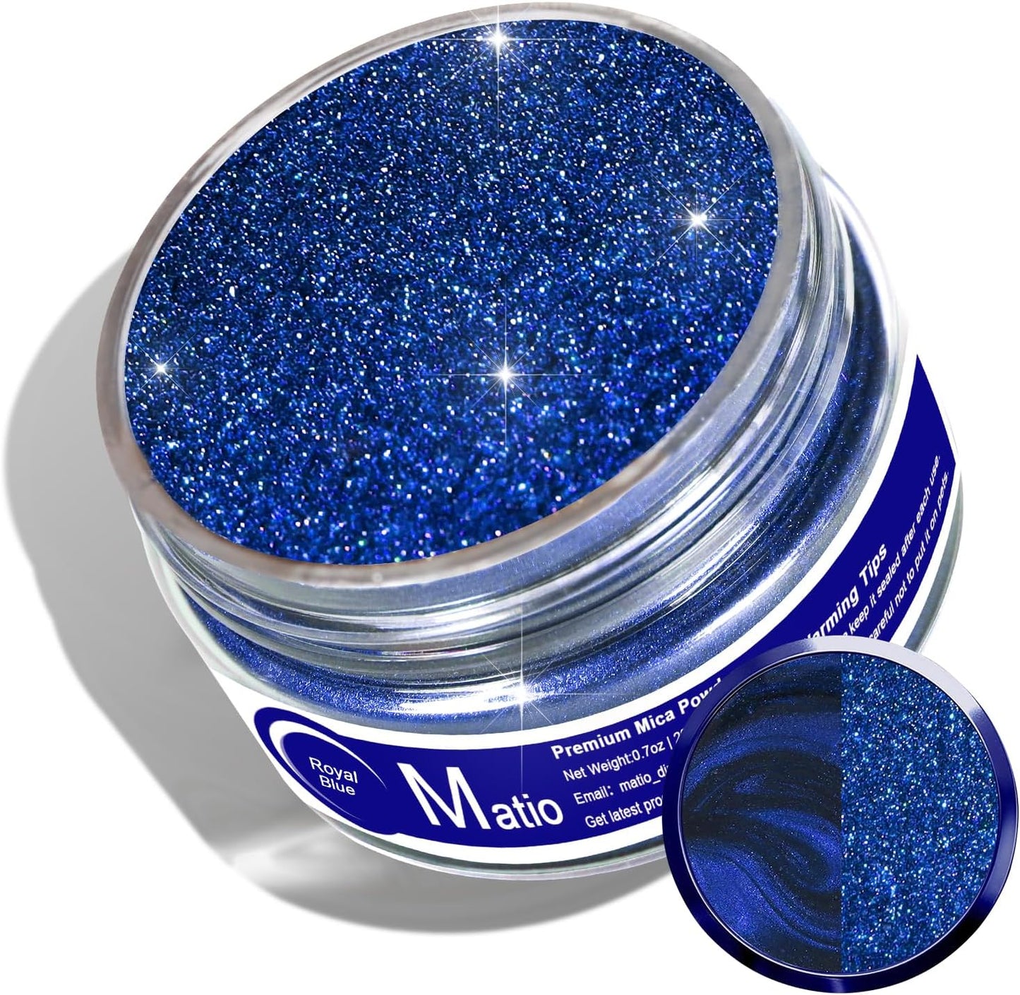 Matio Blue Mica Powder, 0.7oz/20g Premium Mica Pigment Powder Natural Epoxy Resin Color Pigment for Soap Dye, Bath Bombs, DIY Arts Crafts Additive Acrylic,Woodworking,Car Freshie Supplies (Royal Blue)