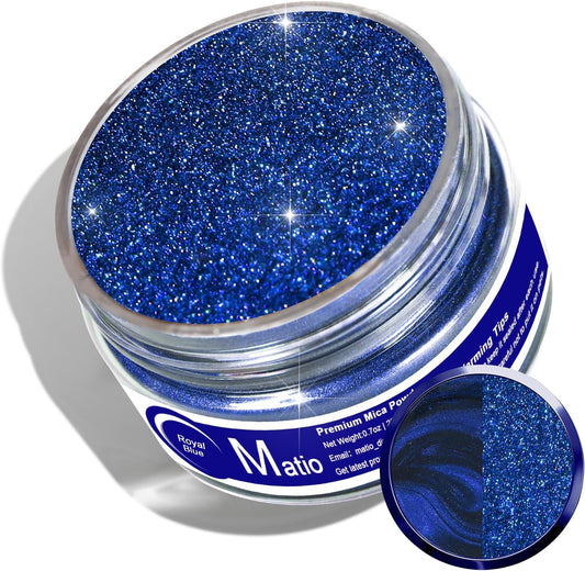 Matio Blue Mica Powder, 0.7oz/20g Premium Mica Pigment Powder Natural Epoxy Resin Color Pigment for Soap Dye, Bath Bombs, DIY Arts Crafts Additive Acrylic,Woodworking,Car Freshie Supplies (Royal Blue)