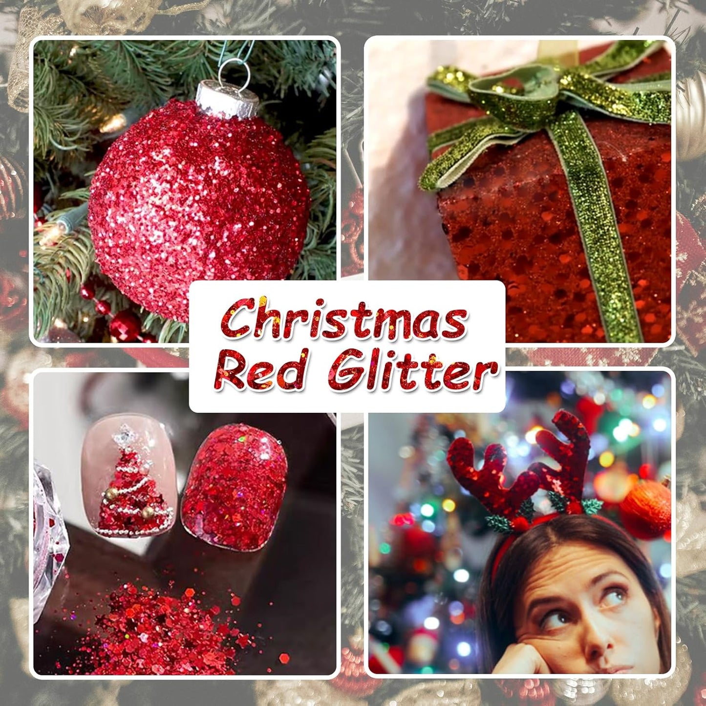 Ceya Holographic Chunky Glitter 4.9oz/ 140g Red Glitter Craft Roses Glitter Powder Mixed Chunky Flakes Iridescent Nail Sequins for Nail Art,Hair,Epoxy Resin,Tumbler,Slime,Painting,Festival Decor