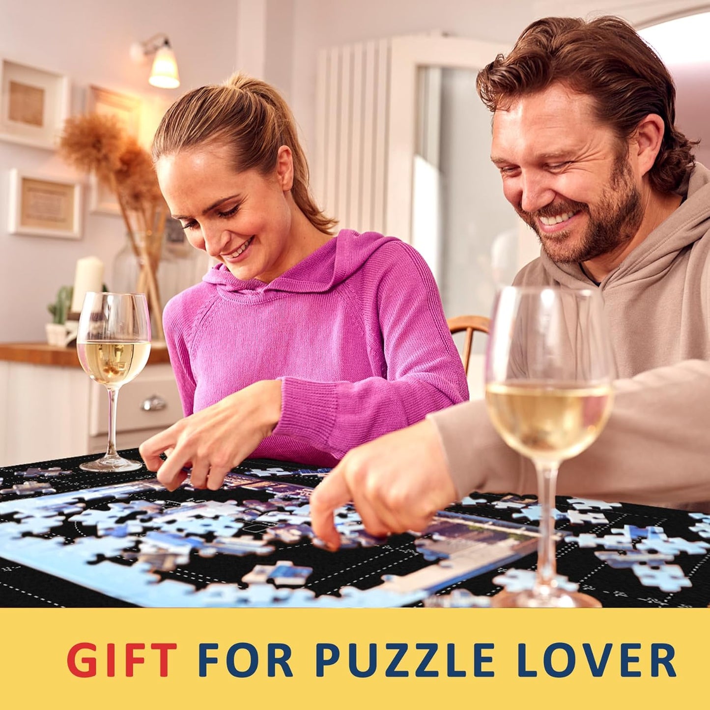 Puzzle Mat Roll Up Puzzles Board for Jigsaw Up to 2000, 1500, 1000, 500 Pieces Large Portable Table Saver Mats Puzzle Keeper Cover with Sorter Trays Storage Bag Kit Holder Organizer Pad for Adult