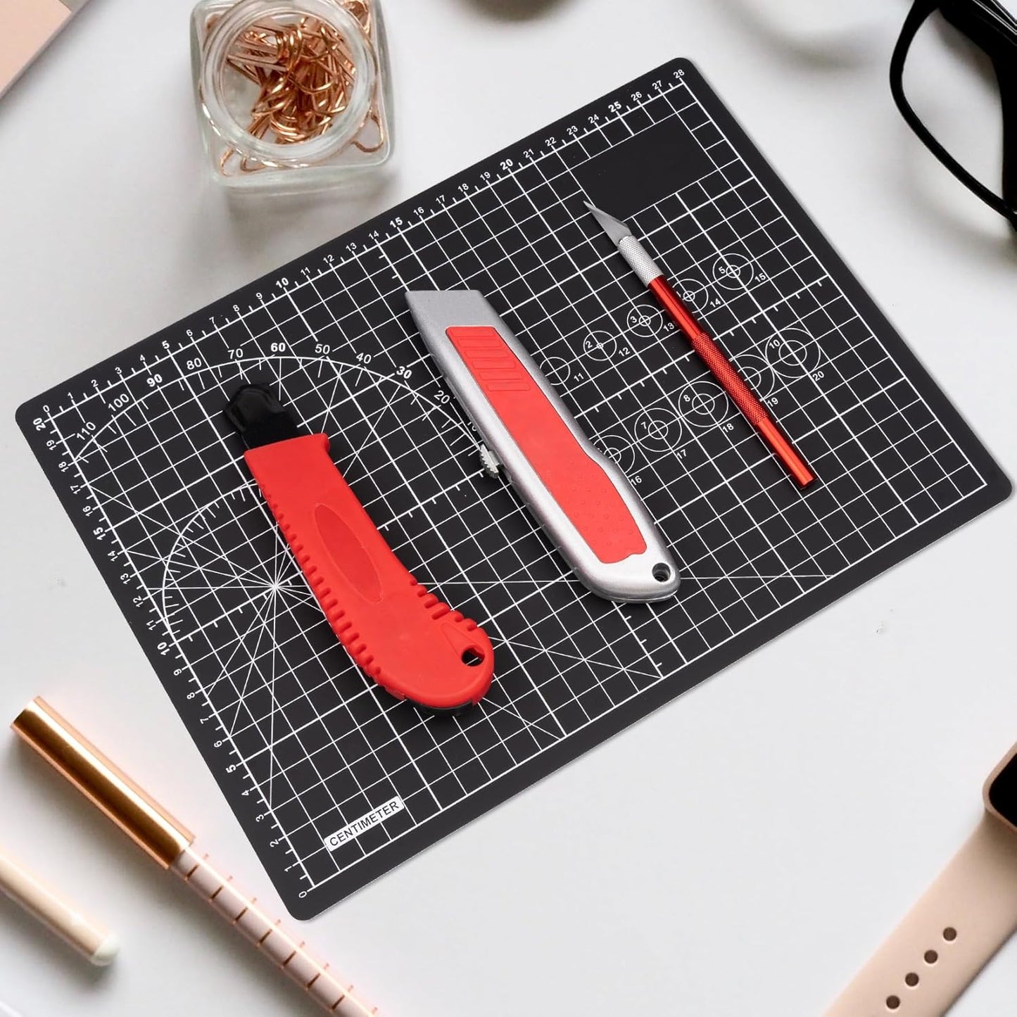 DIYSELF Cutting Mat 8in×6in, Self Healing Cutting Mat, A5 Rotary Cutting Mats for Crafts Sewing Hobby Fabric Project, 5-Ply Craft Cutting Board Double Sided, Craft Mat for Quilting