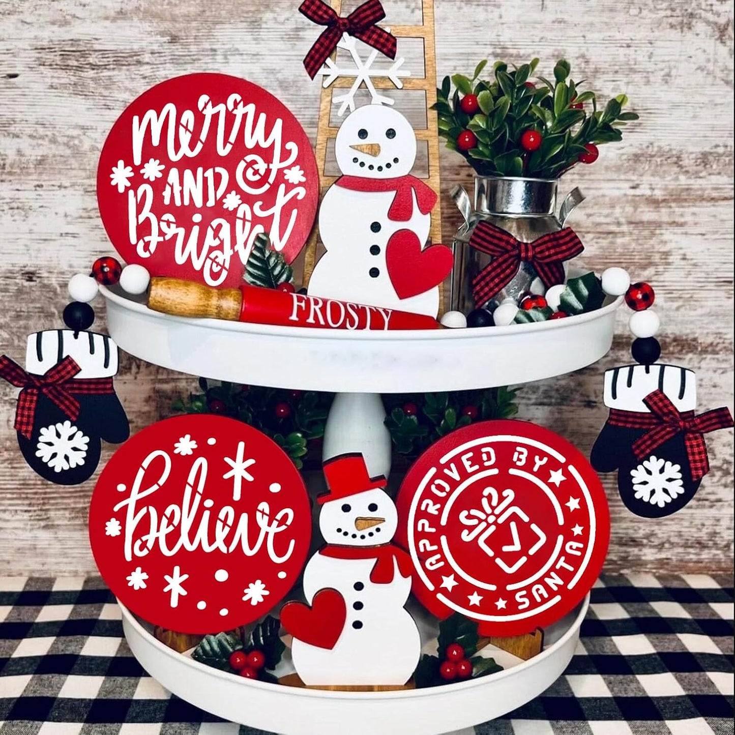 Small Christmas Stencils for Painting on Wood 3” Christmas Stencils for Crafts Reusable Snowman Santa Believe Holiday Draw Templates for Christmas Tree Canvas Window Decor