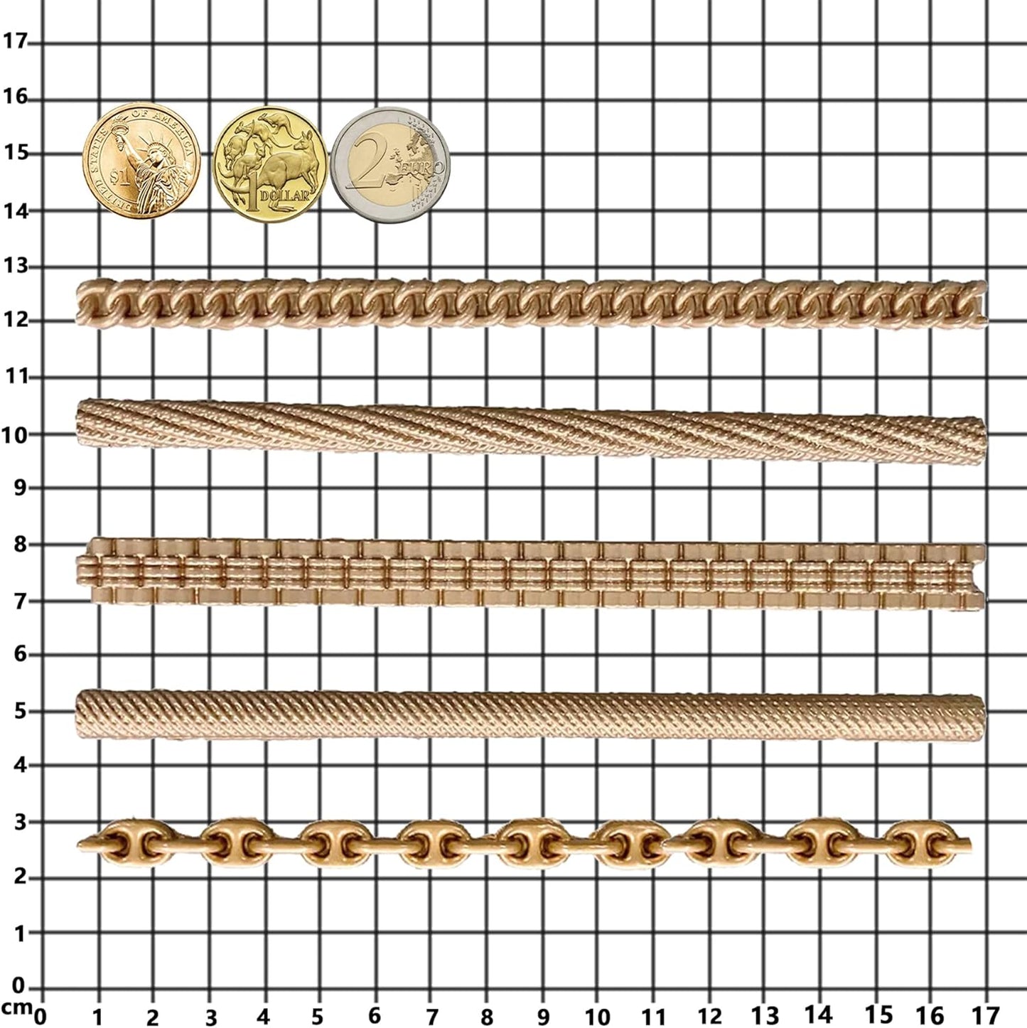 FUNSHOWCASE Chains Mold for Polyclay Air Dry Clay Plaster, 4719, 6 Trimmings #4719