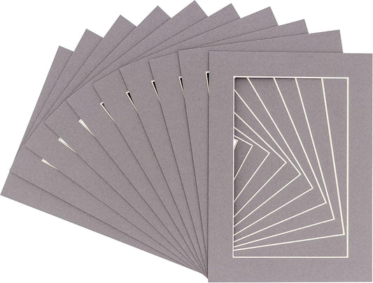5x7 Mat for 8.5x11 Frame - Precut Mat Board Acid-Free Charcoal 5x7 Photo Matte Made to Fit a 8.5x11 Picture Frame, Premium Matboard for Family Photos, Show Kits, Art, Picture Framing, Pack of 25 Mats