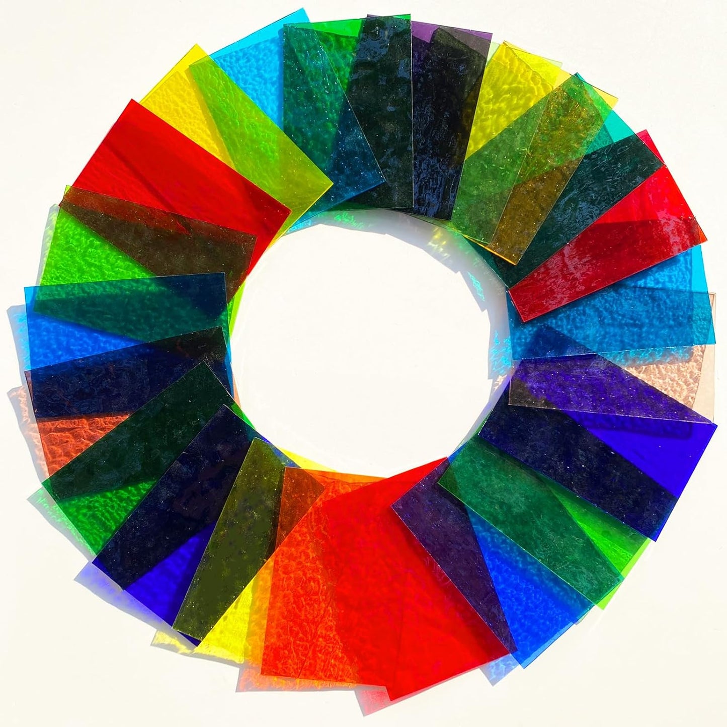 24 Sheets Rainbow Transparent Stained Glass Sheet Value Pack, 6 X 4 inches Cathedral Art Glass Mosaic Tiles for Crafts, Stained Glass Supplies for Stained Glass or Mosaic Projects