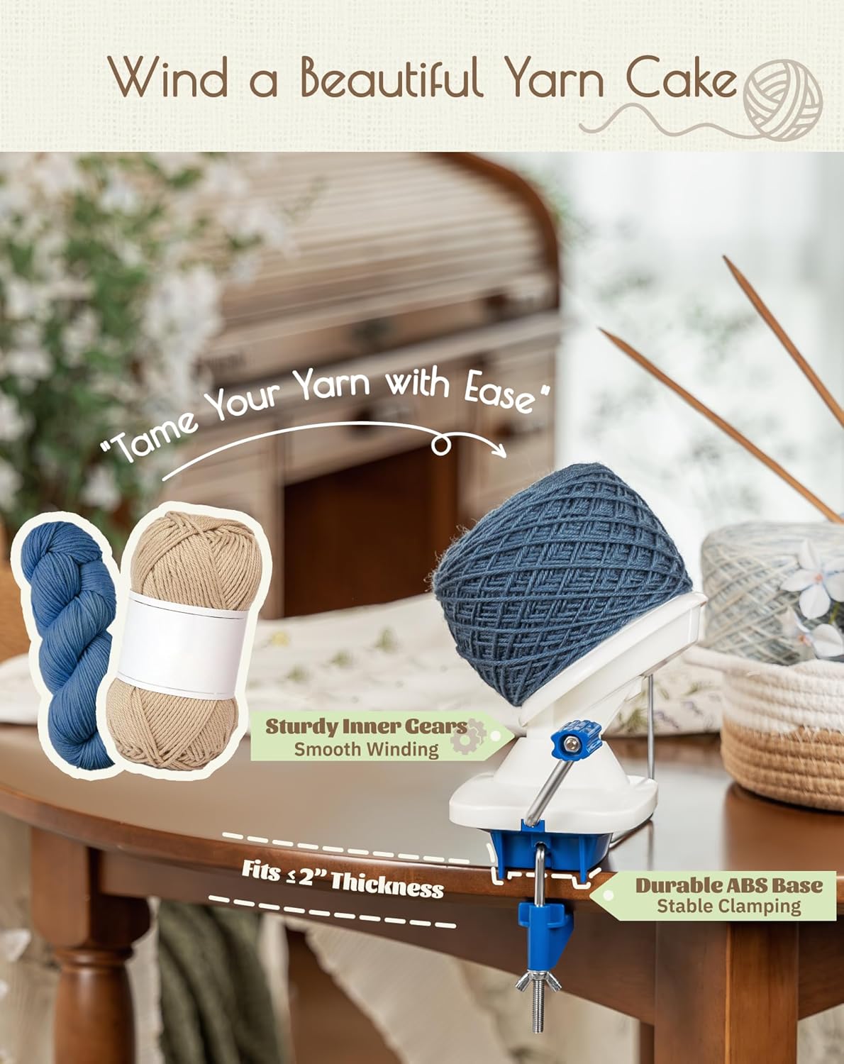 Adhafera Yarn Winder, Yarn Ball Winder for Crocheting, The Helper for Knitting Enthusiast