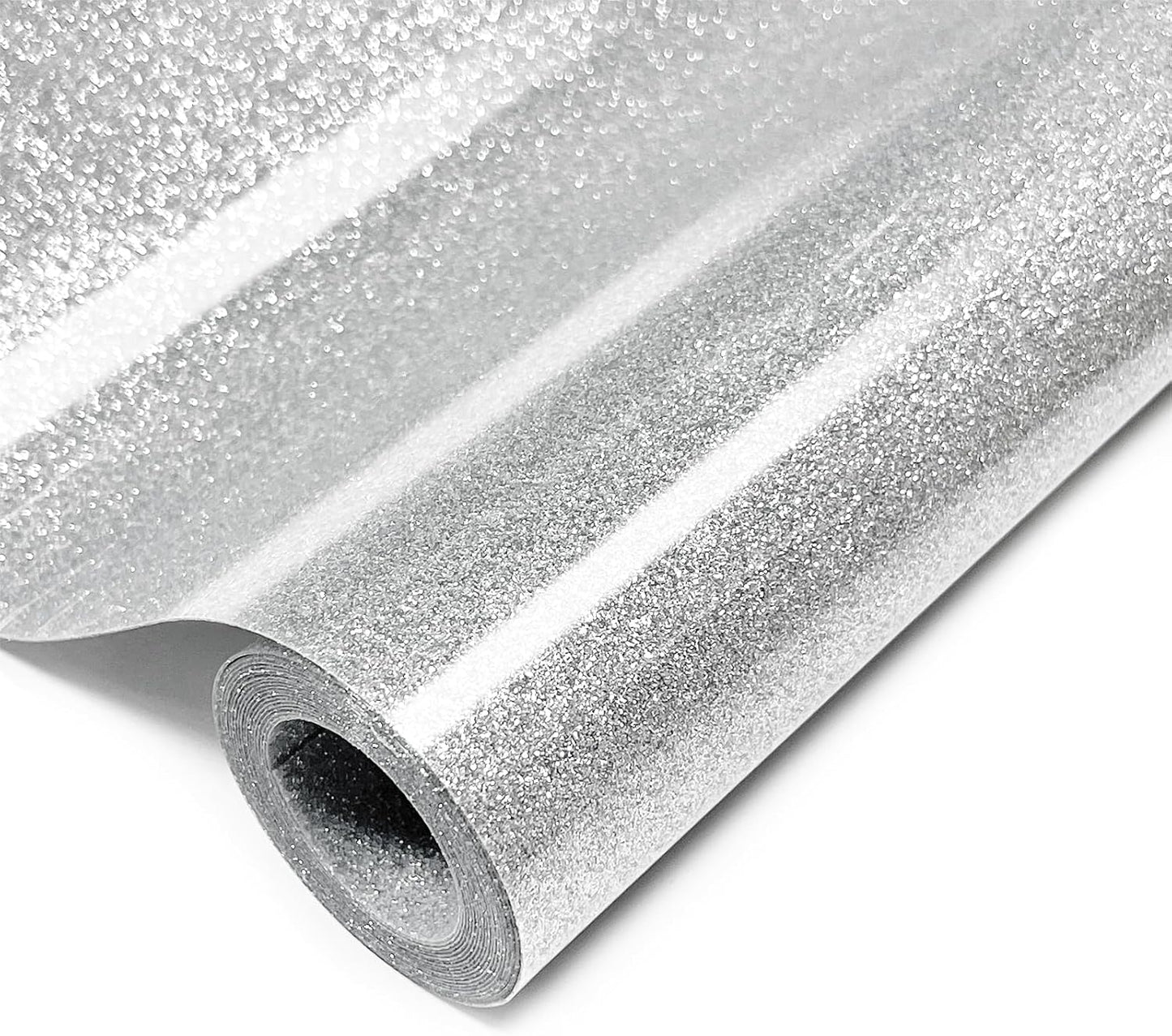 Silver Glitter HTV Heat Transfer Vinyl, 12" x 8ft lron on Vinyl, for T-Shirt Ironing, Vinyl HTV Easy to Cut and Weed, The Best Choice for DIY Creativity. (Silver, 12" x 8ft)