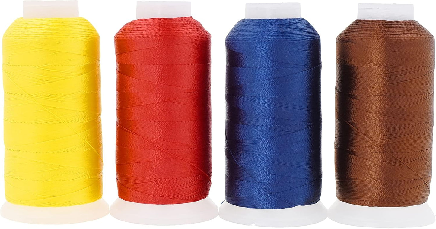 Mandala Crafts Brown Navy Blue Yellow Red Heavy Duty Thread - 6000 Yds Tex 70 Thread - Bonded Polyester Thread Outdoor Marine Upholstery Threads