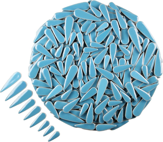 200g Petal Droplet Shaped Ceramic Mosaic Tiles for Crafts, Vibrant Colors, Ceramic Tiles for Mosaic Making Kits, DIY Arts and Crafts (Teal Blue)