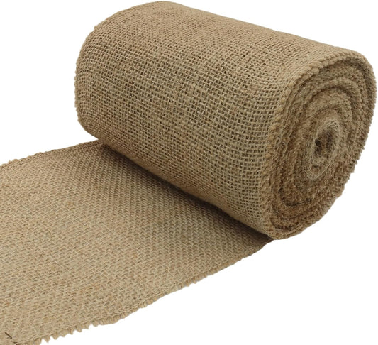 6" Wide Natural Burlap Fabric Roll - 10 Yards Jute Ribbon for Gift Wrapping, Wedding Decorations, Rustic Crafts, Wreaths & Home Decoration (15cm Wide)