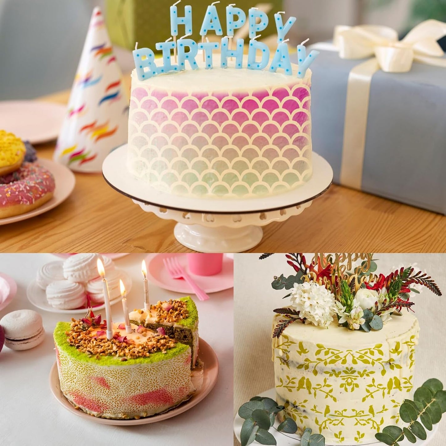 30 Pcs Abstract Layering Stencils for Painting, Reusable Mixed Media Stencils with Geometric Crackle Bubble Camo Splatter Tree Leaf Patterns, DIY Craft Templates for Walls Canvas Cards Airbrush Art