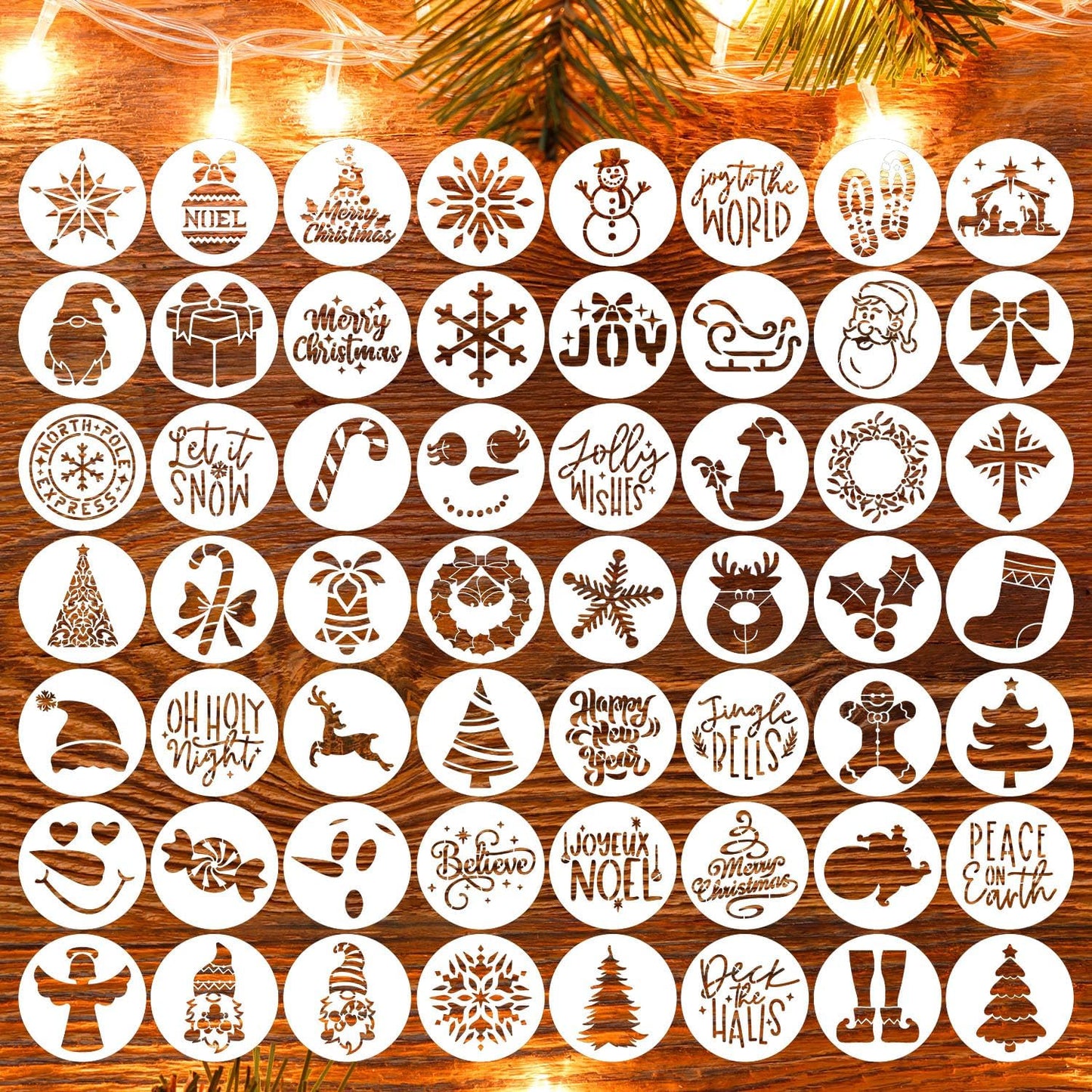 Small Christmas Stencils for Crafts Reusable 3inch Christmas Stencil Holiday Stencils for Painting on Wood Slice Tier Tray Gift Tag Decor