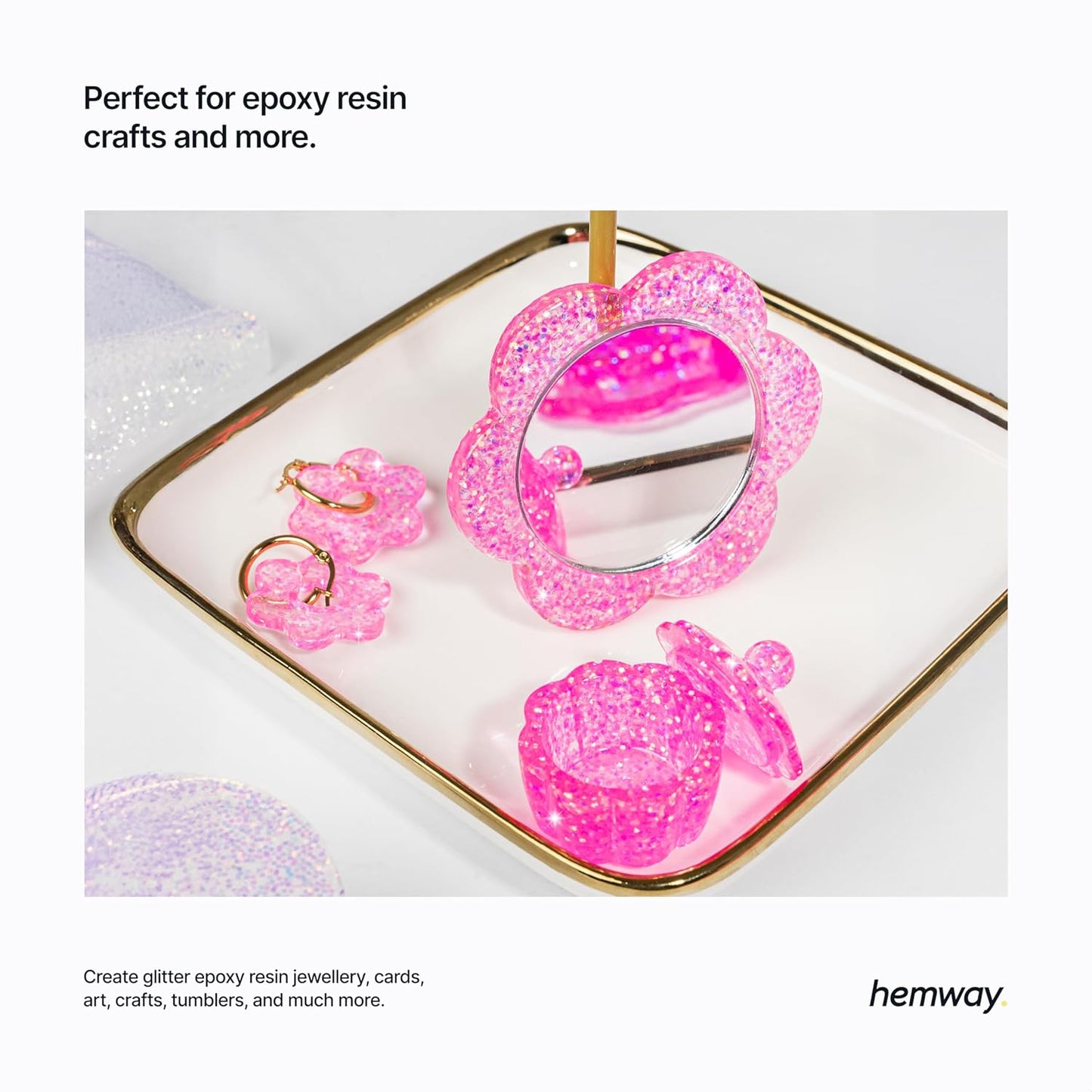 Hemway Polyurethane & Epoxy Resin Glitter 100g / 3.5oz Metallic Crystal Flake Additive for Flooring Jewelry Tumblers Glass Pigment - Extra Chunky (1/24" 0.040" 1mm) - Baby Pink Iridescent