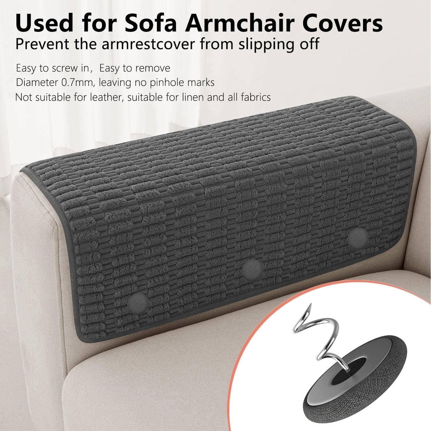 12 Colors Fabric Covered Button Twist Pins Dust Ruffle Pins- for Sofa，Upholstery，Armchair Caddies, Armrest Covers,Bed Skirts, Slipcovers, Headliners (Dark Grey, 12)