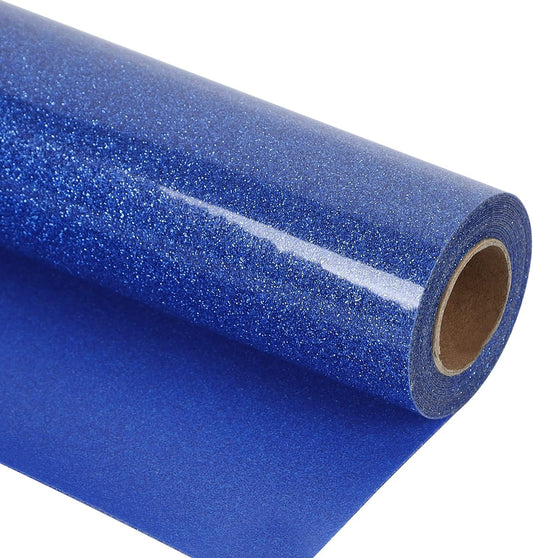 guangyintong Glitter Blue Heat Transfer Vinyl HTV Rolls, 12" x 8ft Iron on Vinyl for T-Shirts Glitter Blue HTV Vinyl for All Cutter Machines Easy to Cut & Weed for Heat Vinyl Design