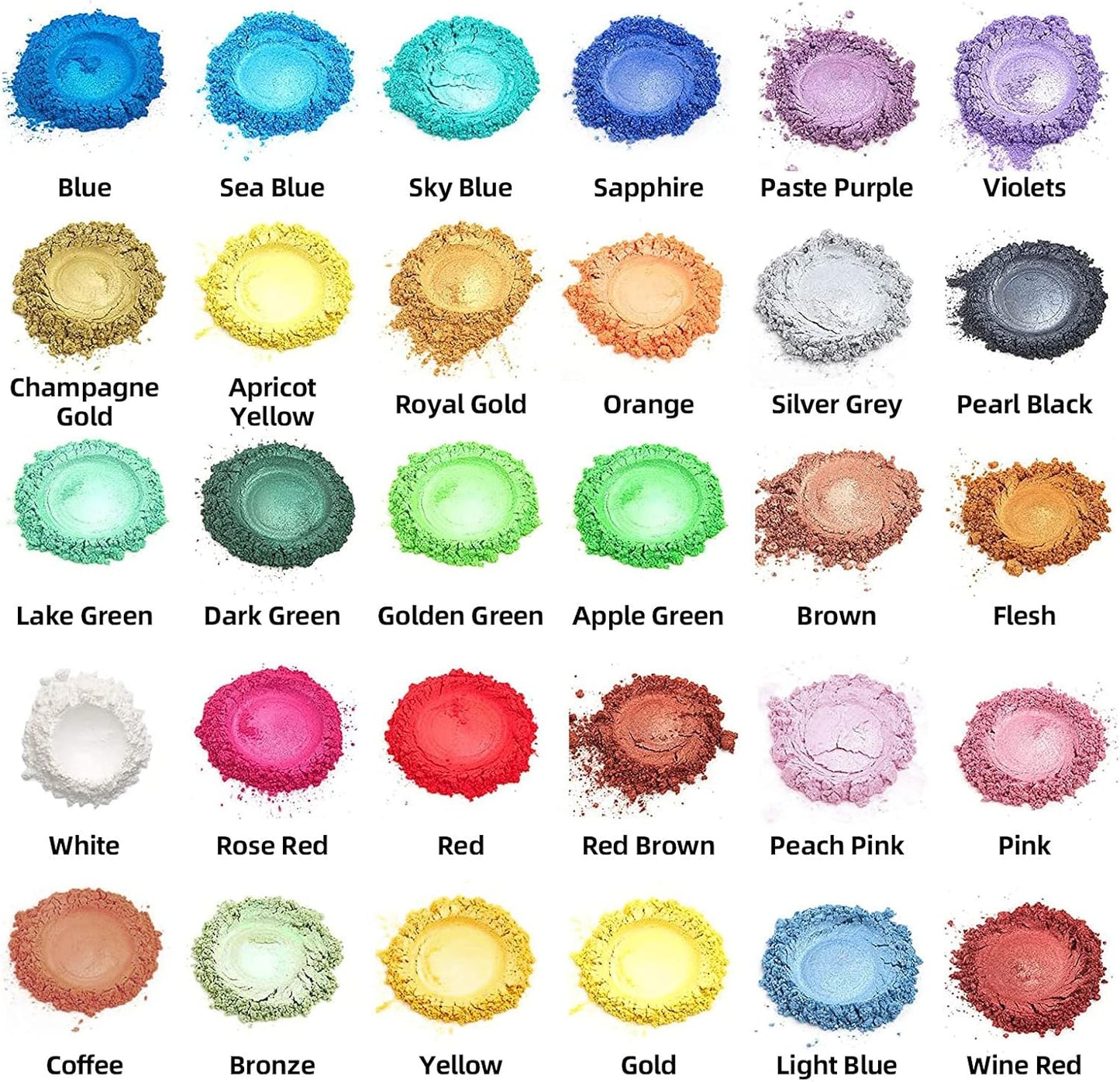 Mica Powder, 30 Color Resin Pigment, Natural Cosmetic Grade Shimmer Mica Powder for Epoxy Resin/Bath Bombs/Candle/Soap/Lip Gloss/Slime. Candle Dye,Soap Making Dye,Resin dye. (30 Bottle)