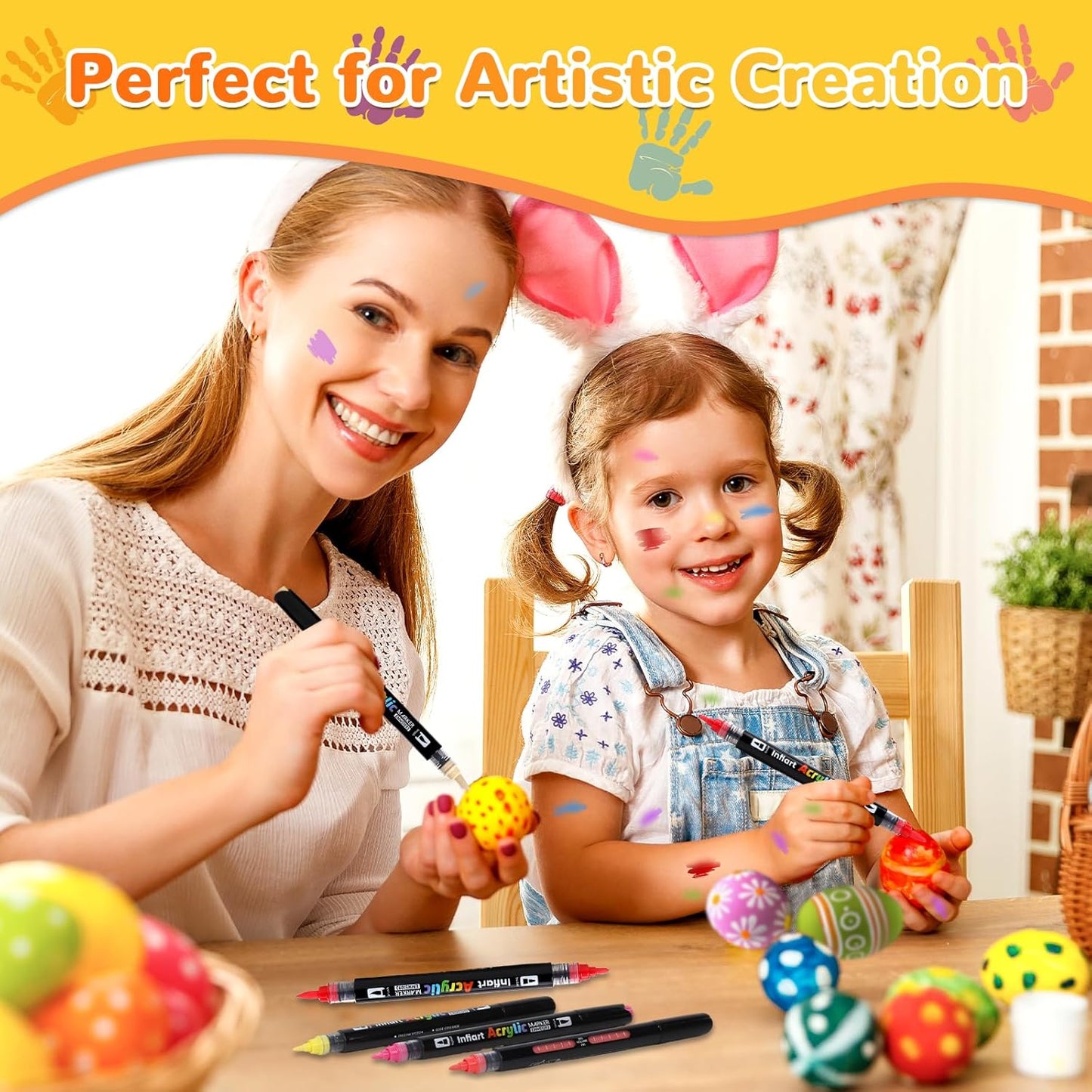 80 Colors Dual Tip Acrylic Paint Markers Automatic Ink Control Acrylic Paint Pens, Fine & Brush Tip Acrylic Markers Set for Rock Painting, Stone, Wood, Canvas, DIY & Art Supplies