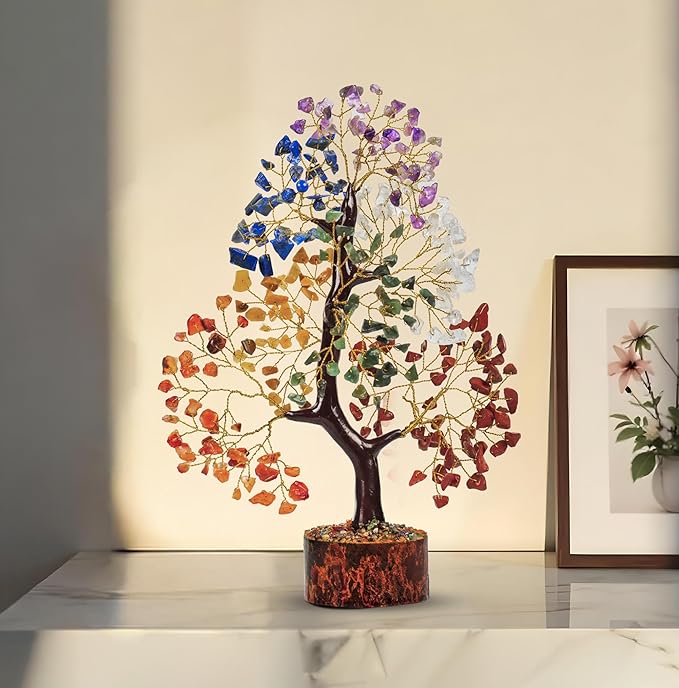 PYOR 7 Chakra Tree of Life Crystal Tree – Healing Crystals & Stones | Housewarming Gift for New Home | Birthday Gift for Women | Home Decor Office Decor | Room Decor