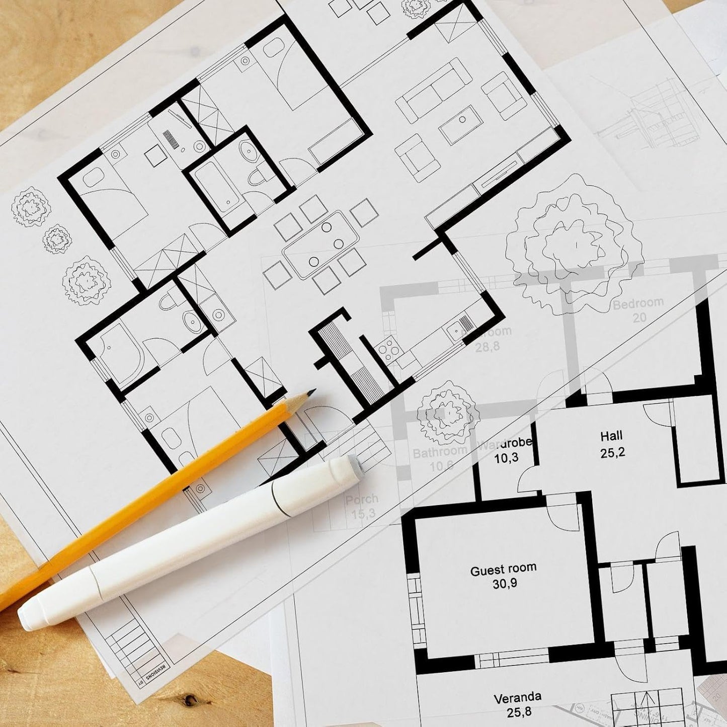 Tatuo 15 Sheets Architectural Vellum Paper 24 x 36 Inch Drafting Vellum Tracing Sheets White Semi Translucent Drafting Paper Rag with Border and Title Block for Drawing Sketching Architecture Building