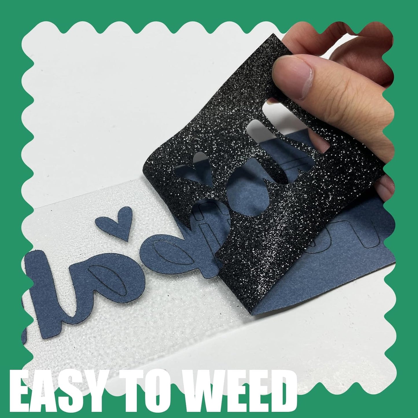 Black Glitter HTV Heat Transfer Vinyl, 12" x 8ft lron on Vinyl, for T-Shirt Ironing, Vinyl HTV Easy to Cut and Weed, The Best Choice for DIY Creativity. (Black, 12" x 8ft)