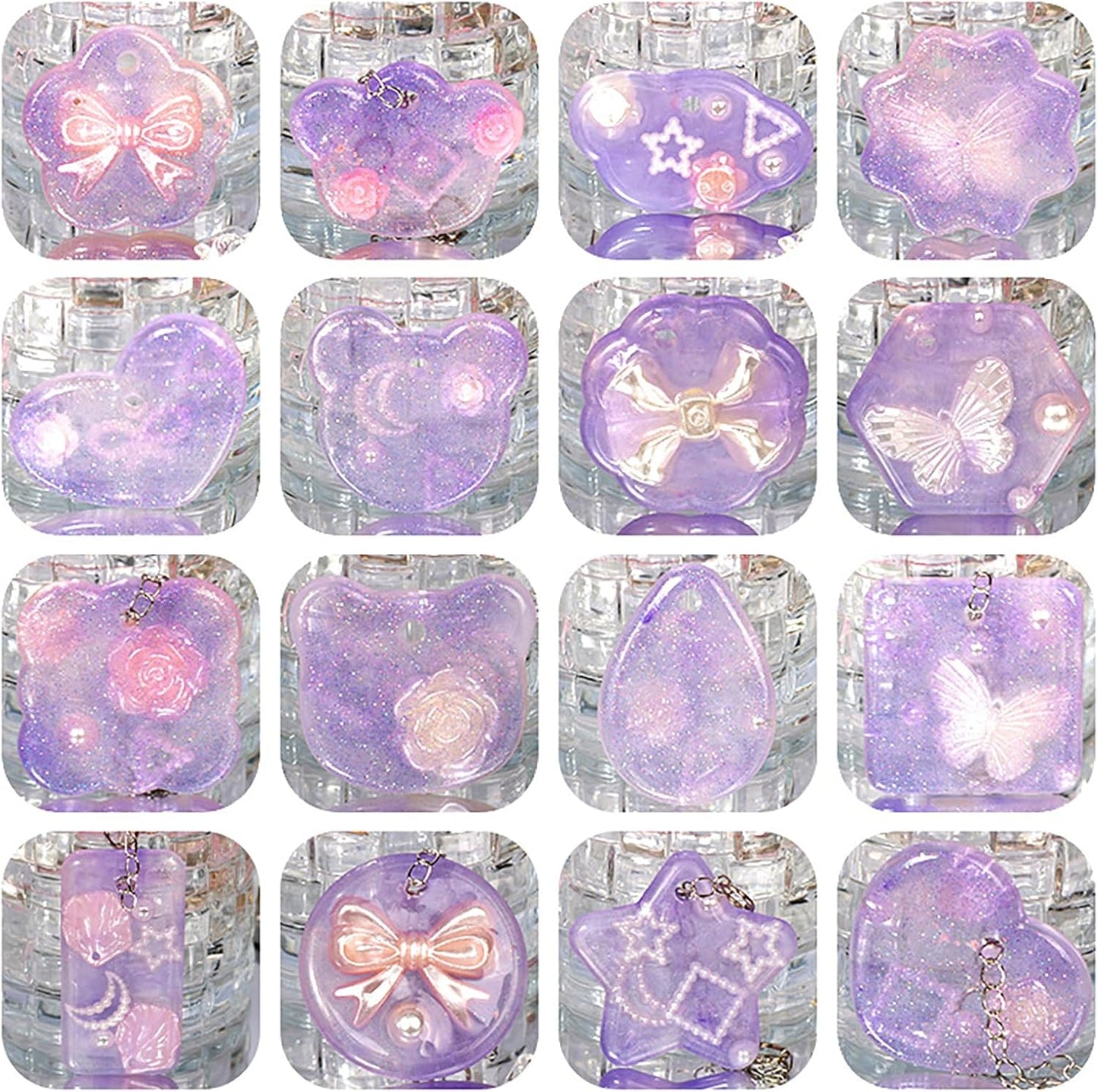 16 Pack Pendant Mold Earring Mold Rectangle Pendant - Resin Casting Silicone Molds for Home Decor & Candle Making Wave Spiral Mold