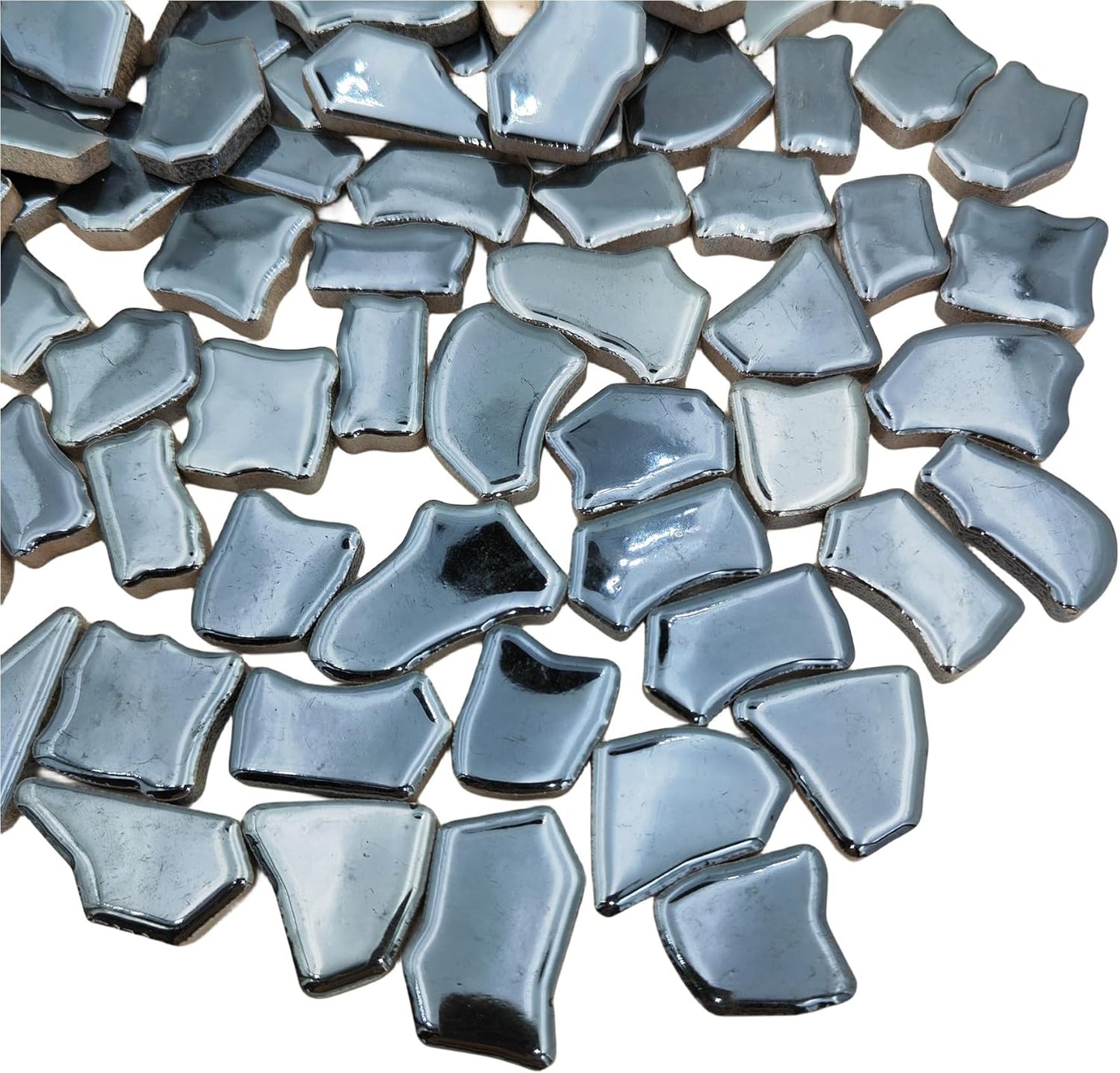 0.78"-1.57" Irregular Ceramics Mosaic Tiles,1.1LB Mosaic Pieces Stones for Home Decoration DIY Craft Plates Flowerpots Vases Cups Mosaic Making Supplies (Iridescent Black 1)