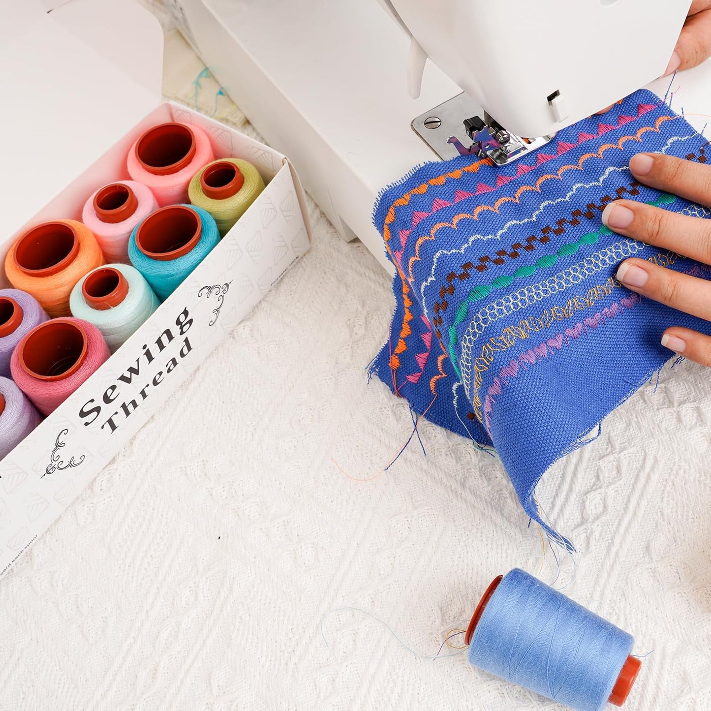 12PCS Sewing Thread Kit 30wt Spools,12 Colors,Assorted Colors Each 800 Yards of Polyester Threads for Sewing Hand and Machine,Stitching, Quilting, Serger (ZH-12PCSYMZBZQ)