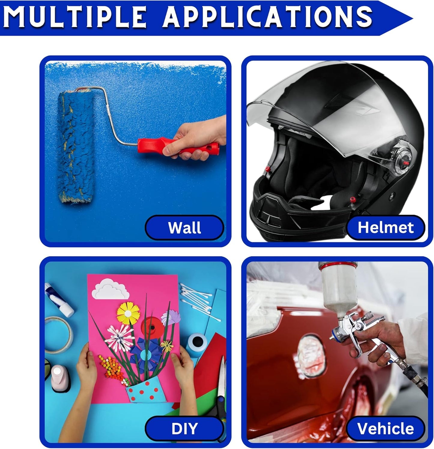 Blue Painters Tape 1/4" 1/2" 3/4" x 60 Yard - Multi Size Pack - Multi Surface Use - 3 Rolls