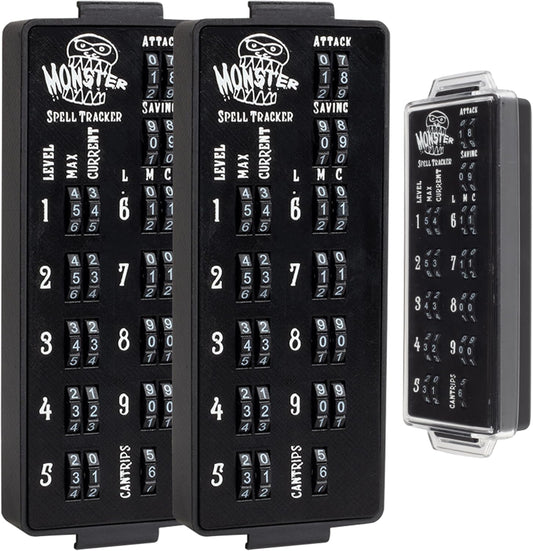 Ultimate RPG Spell Tracker for DND (2 pk)- Keep Track of All Magic Stats, Levels, Modifiers Easily w Adjustable Place-Locking Dials & Protective Cover- Compatible w Dungeons Dragons 5e Tabletop Games